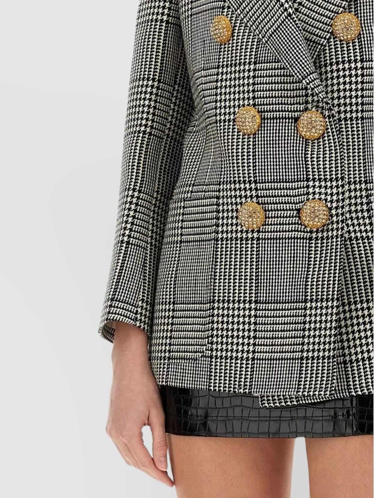 Valentino Checked Wool Jacket Gold Buttons