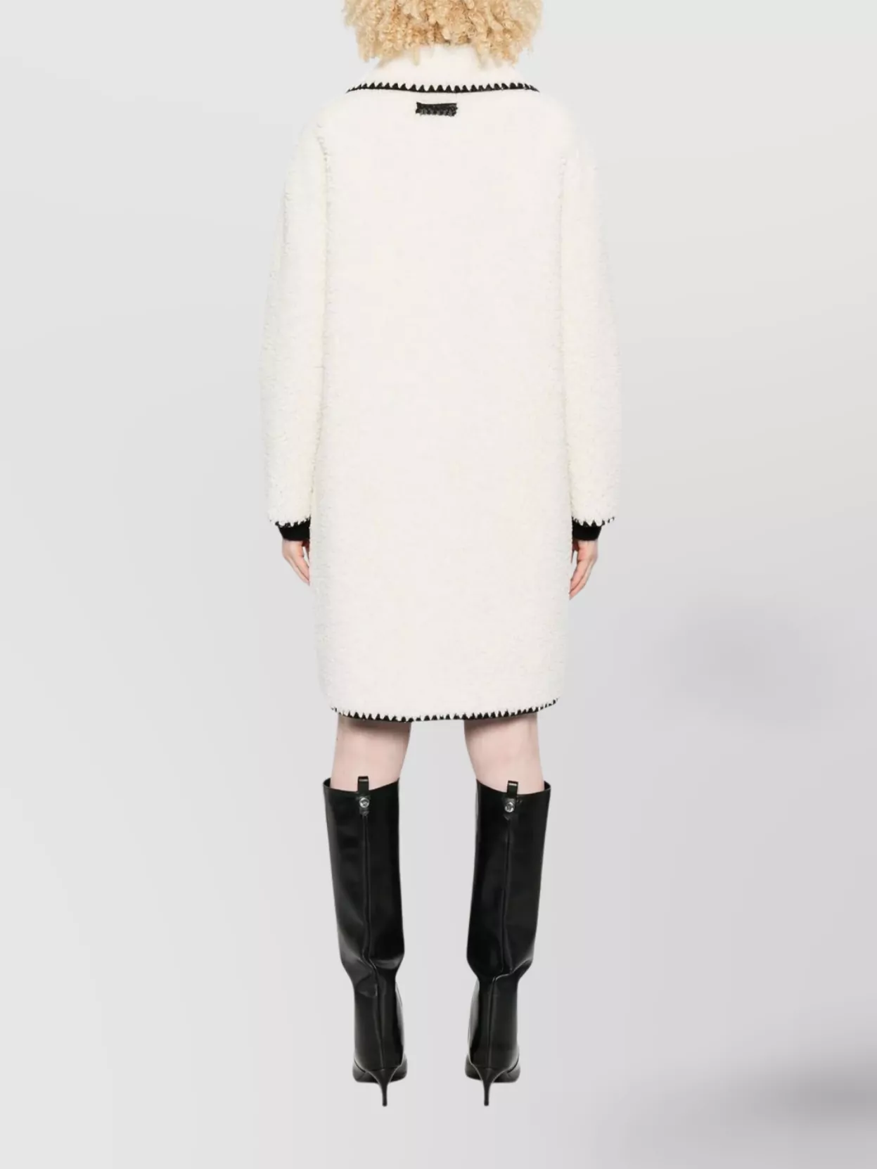 Ermanno Firenze Long Textured Double-Breasted Coat Pockets