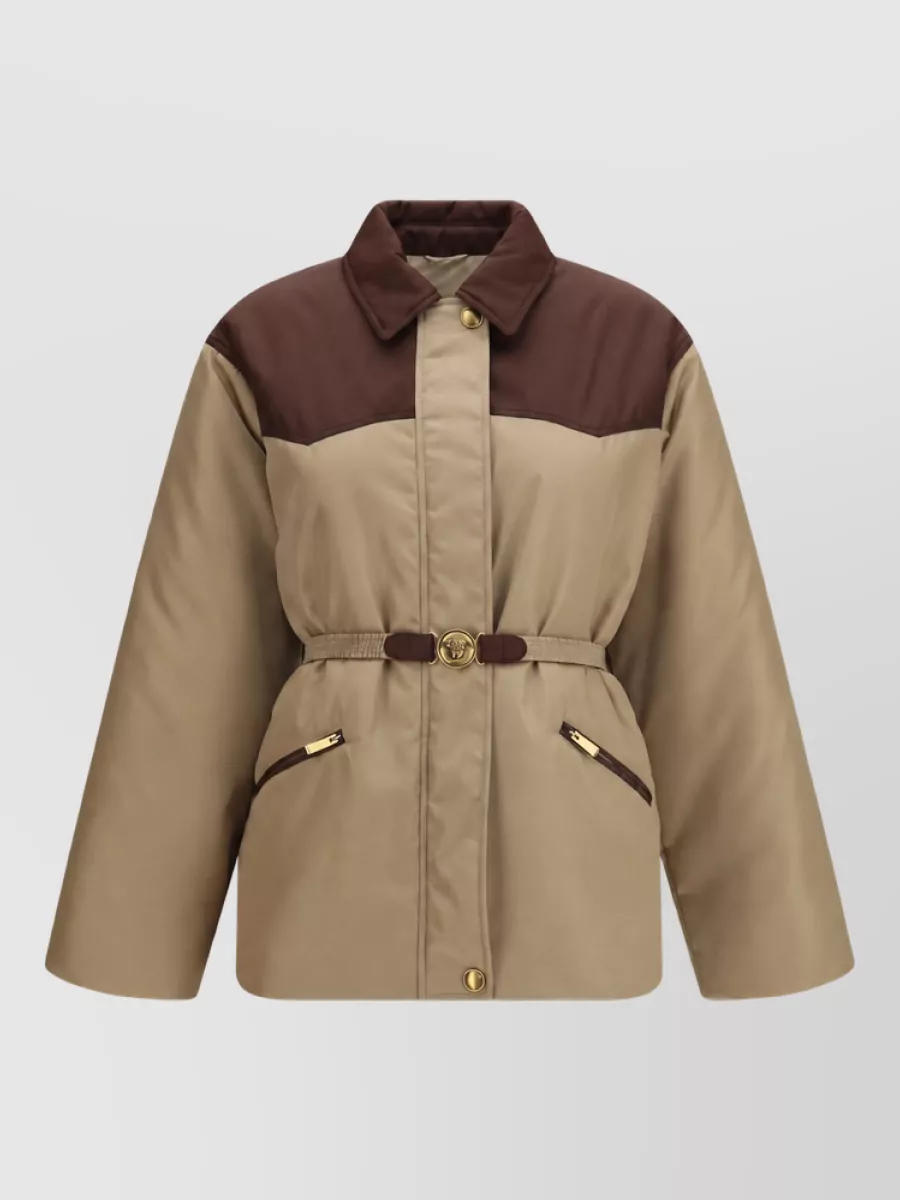 Versace quilted belted nylon coat