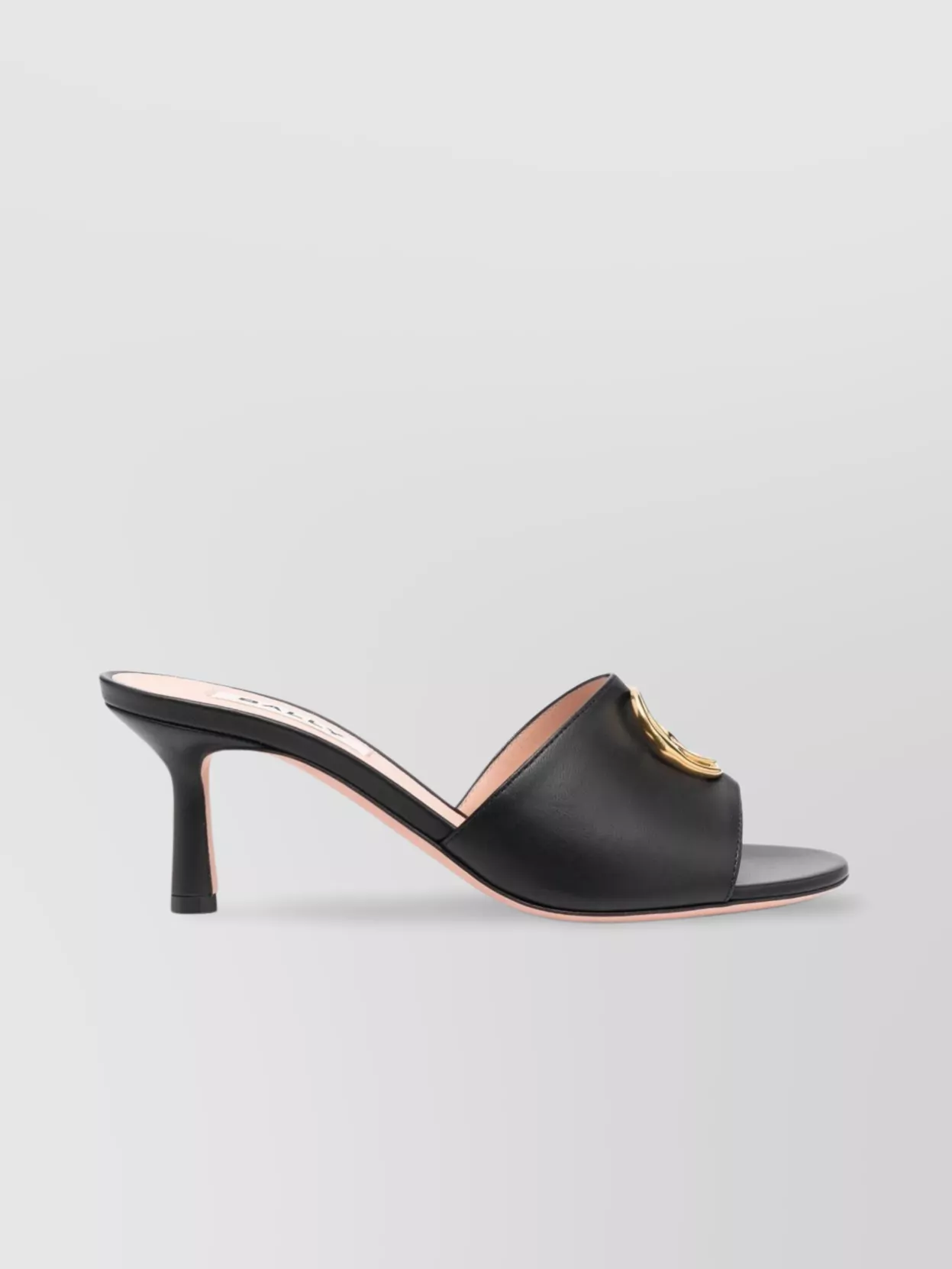 Shop Bally Heeled Leather Mules With Open Toe In Black
