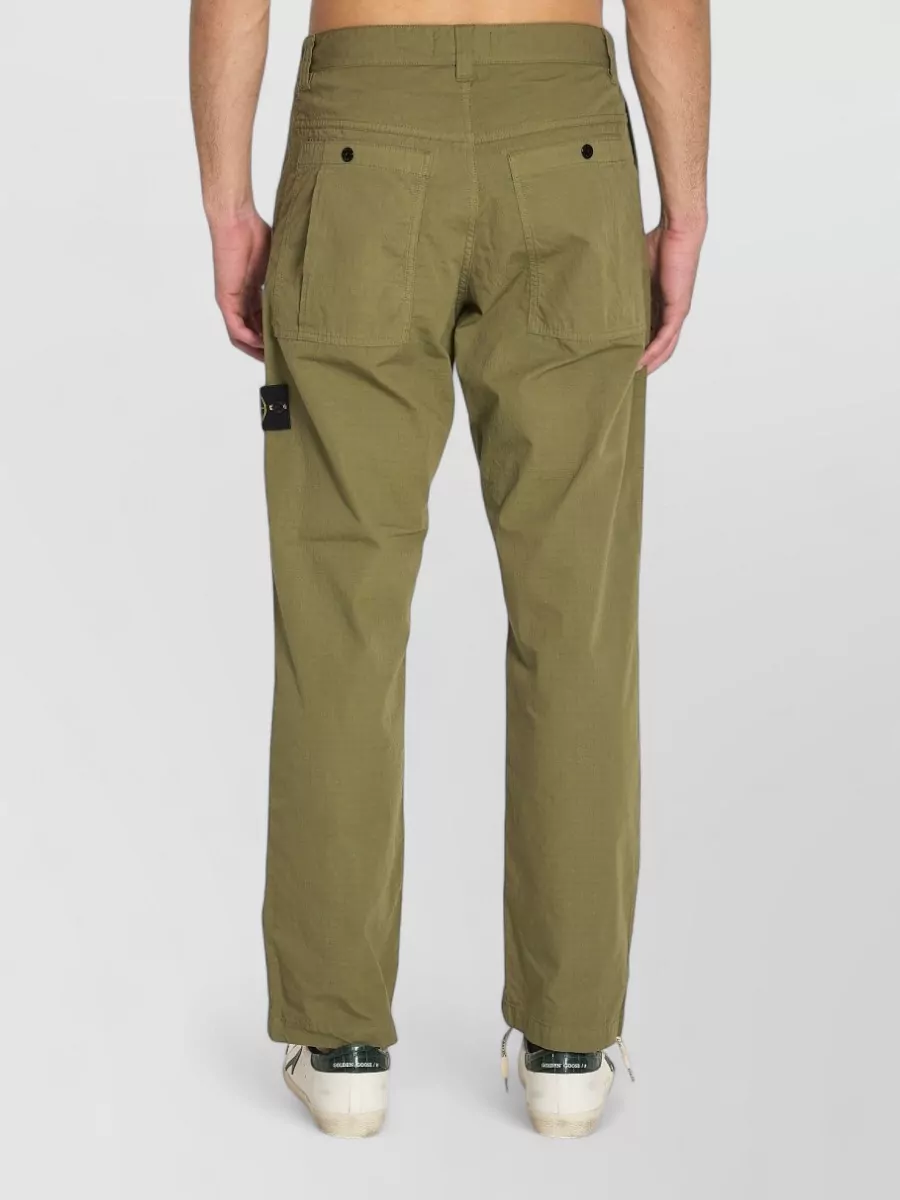 Stone Island Relaxed Fit Wide Leg Cotton Trousers