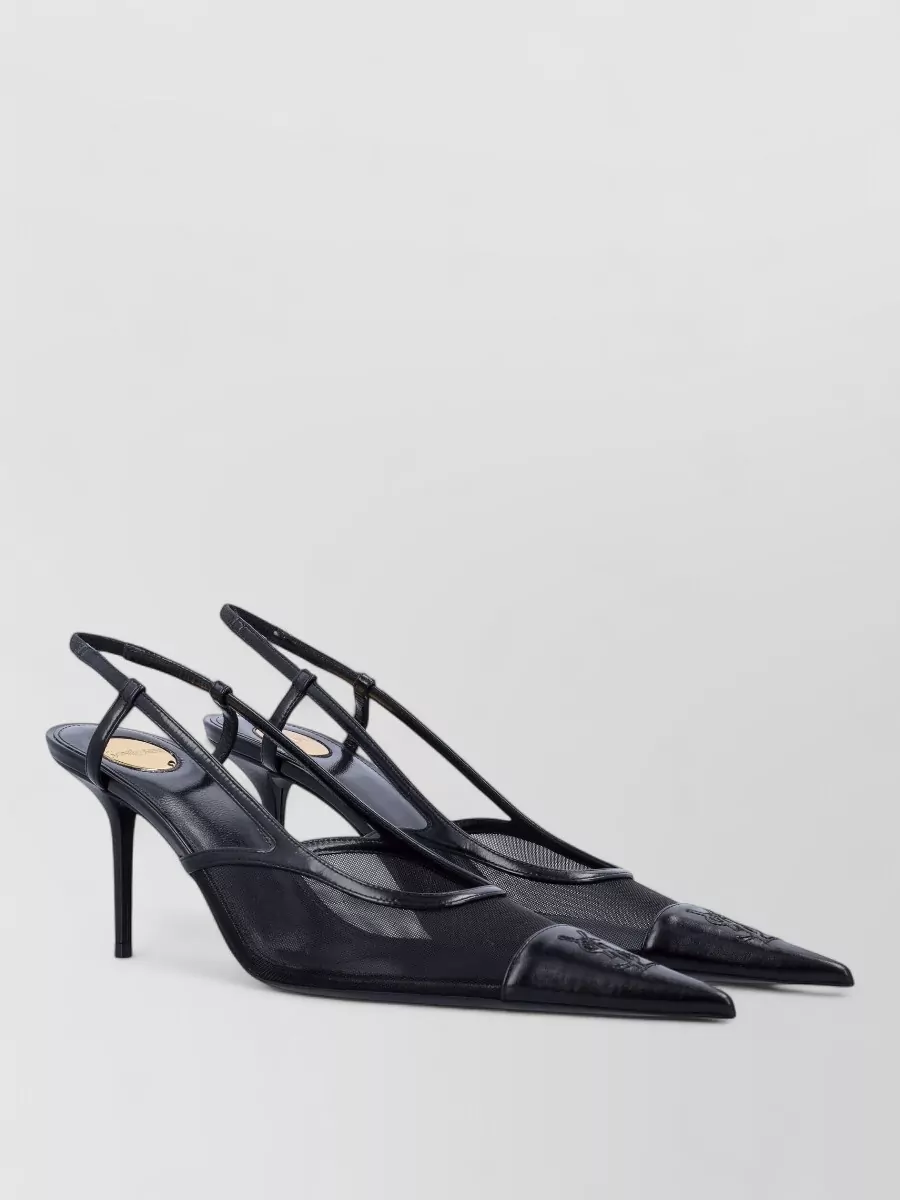 Saint Laurent Leather Mesh Slingback Pumps