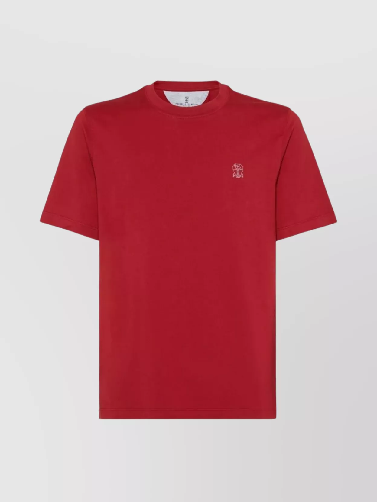 Brunello Cucinelli Cotton Jersey Crew Neck T-shirt With Logo Clothing In Red