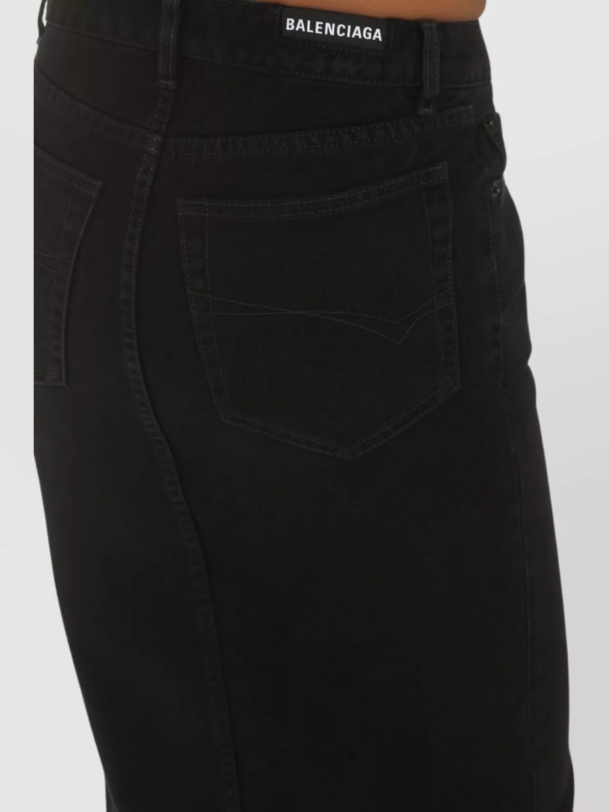 Shop Balenciaga Denim Skirt With Front Slit Hem