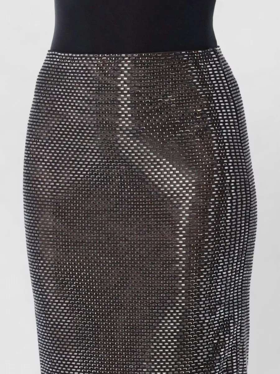 Self-Portrait Crystal-Embellished High-Rise Midi Pencil Skirt