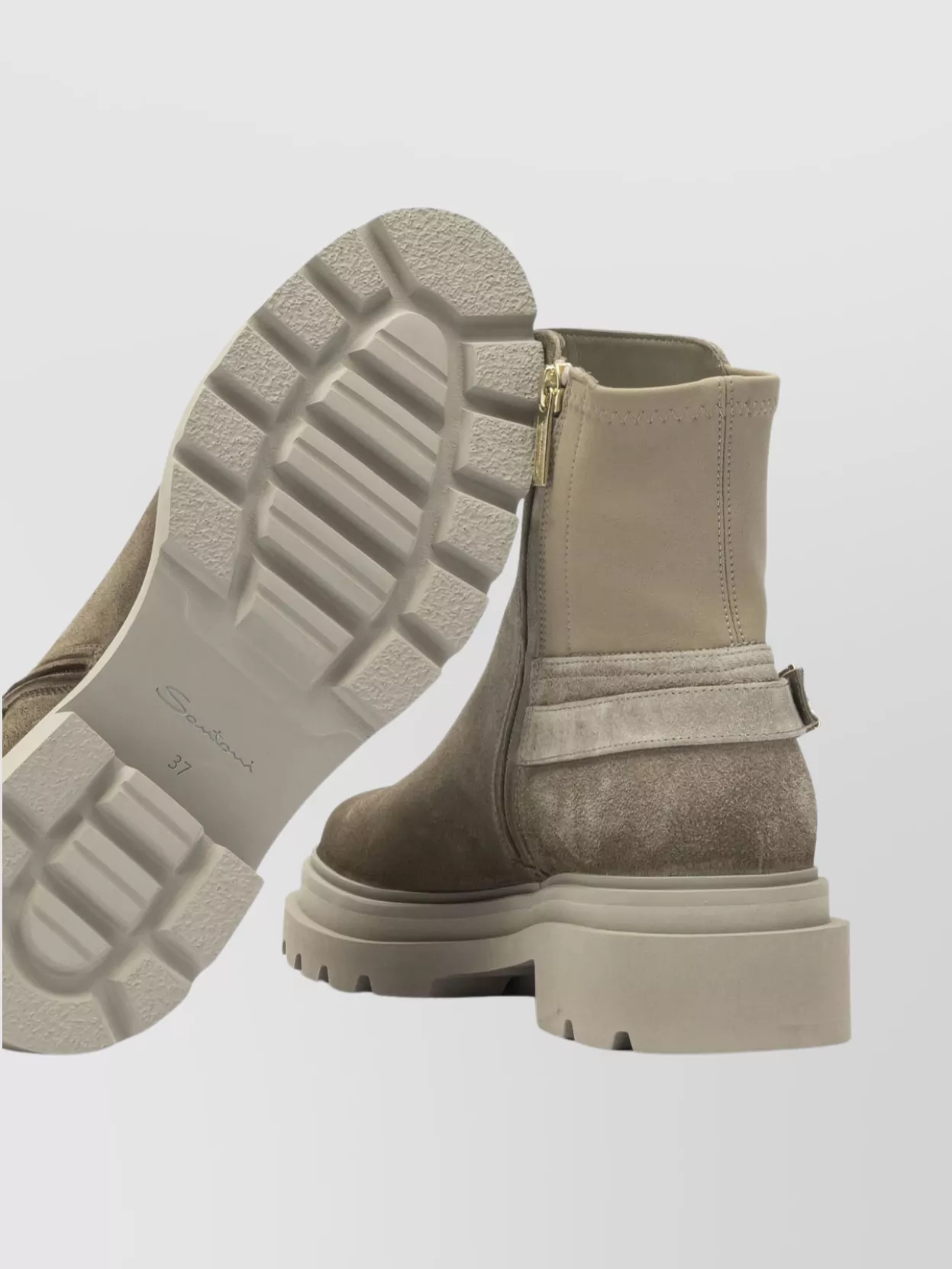 Santoni Chunky Sole Ankle Boots With Buckle Detail