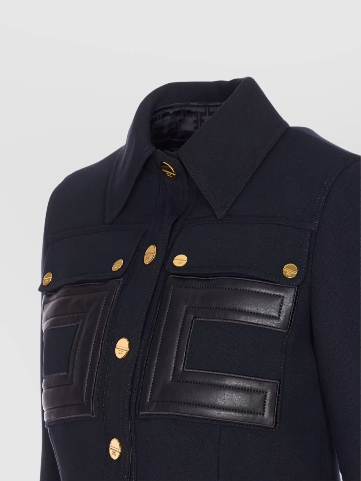 Elisabetta Franchi Cropped Jacket With Contrast Panels And Pockets