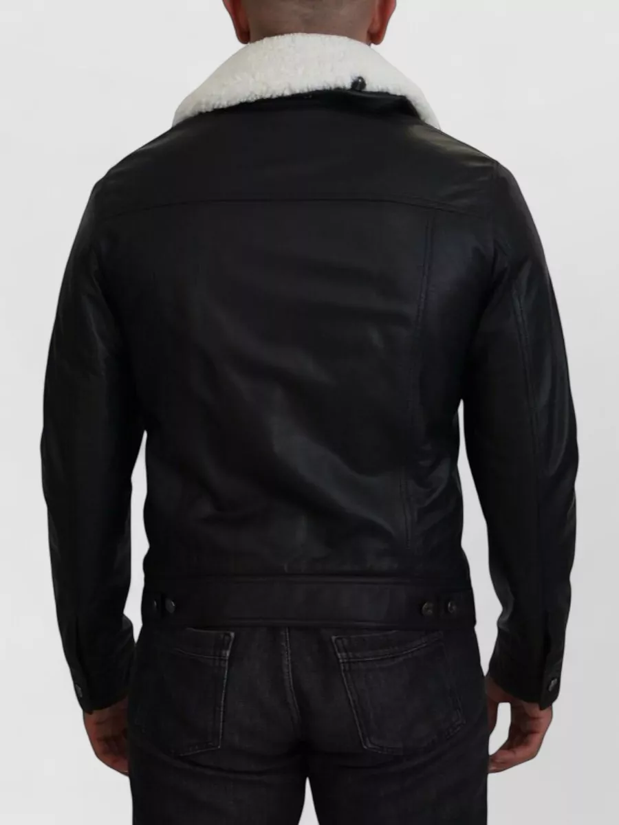 Dolce&Gabbana Leather Shearling Collar Coat