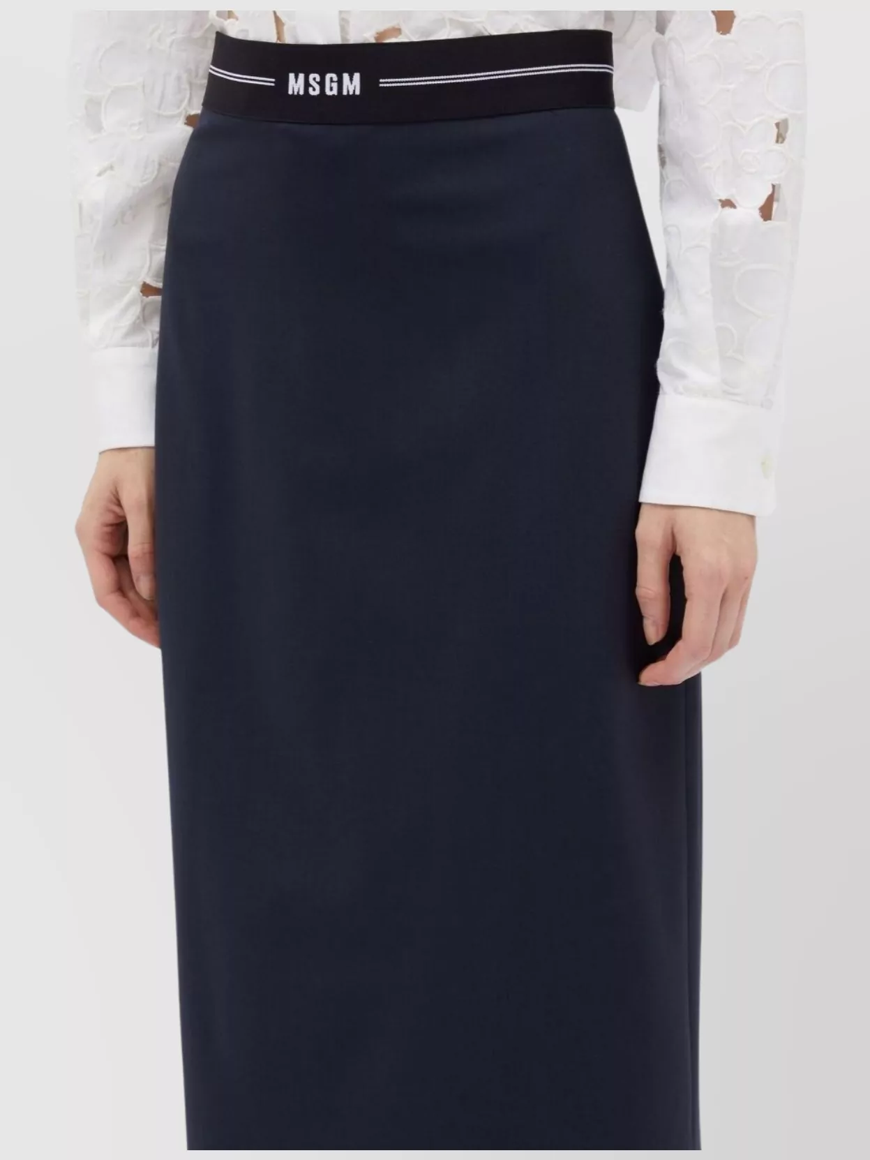 Msgm Logo Waistband Wool Skirt