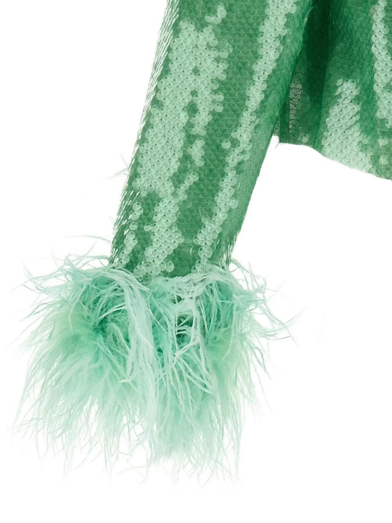 Self-Portrait Sequin Feather Cuffs Long Sleeves Top