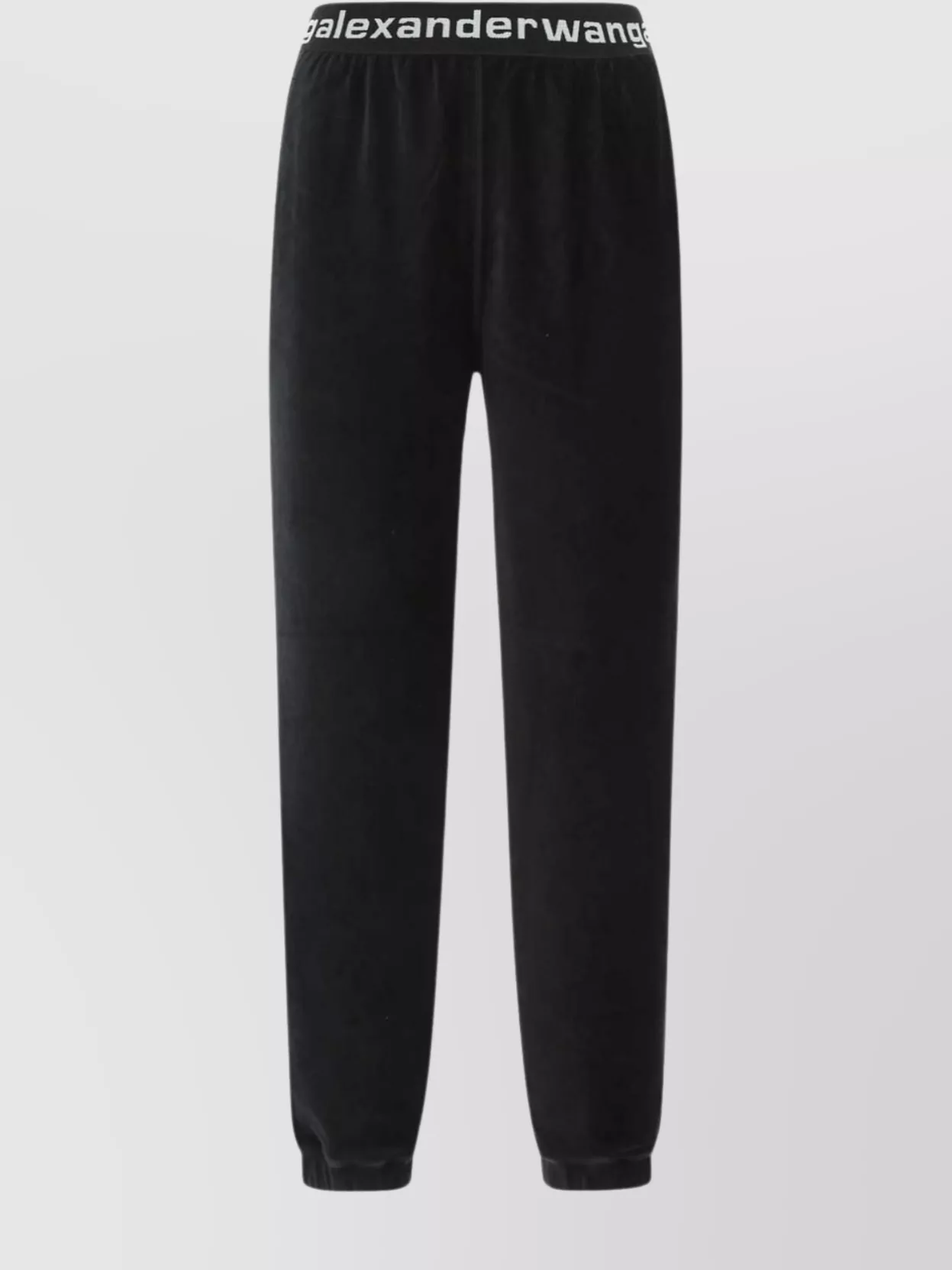 Shop Alexander Wang Textured Velvet Waistband Trousers In Black