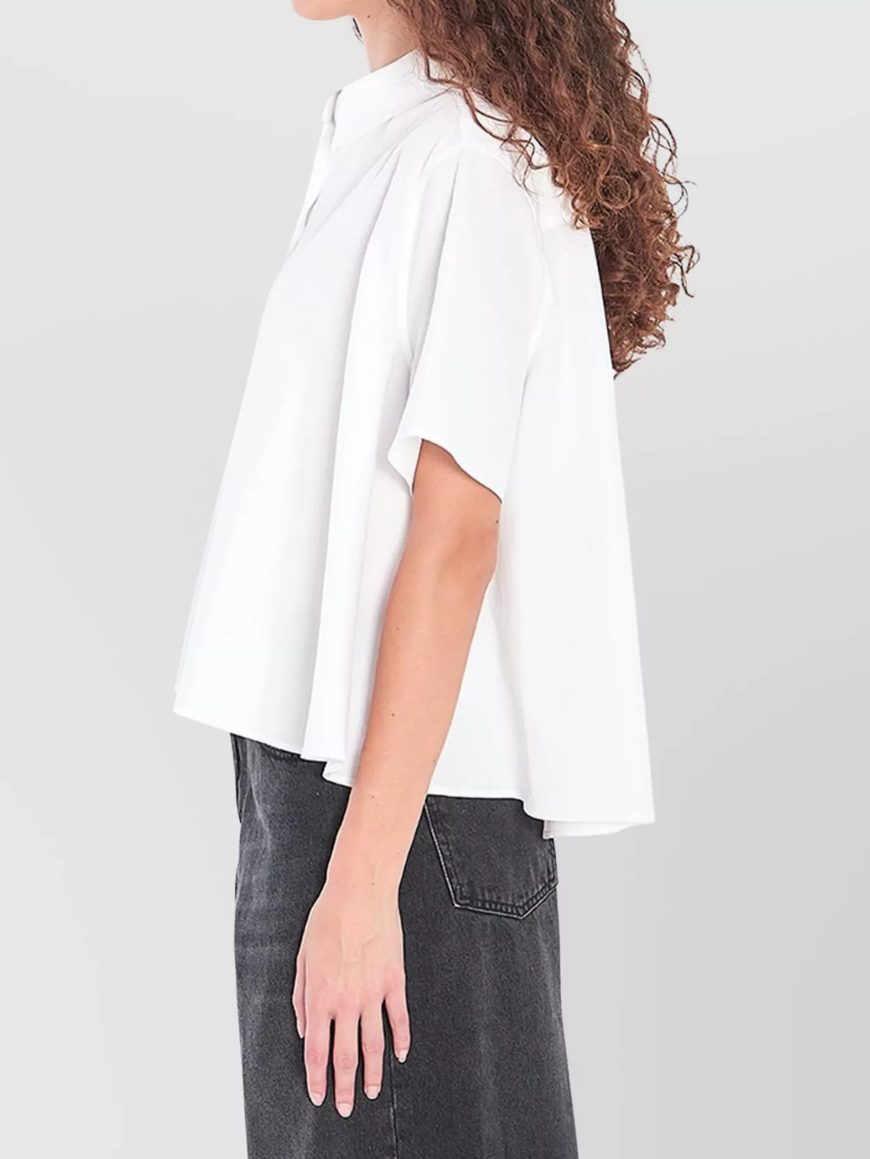 Loewe Back Pleated Collared Cropped Shirt