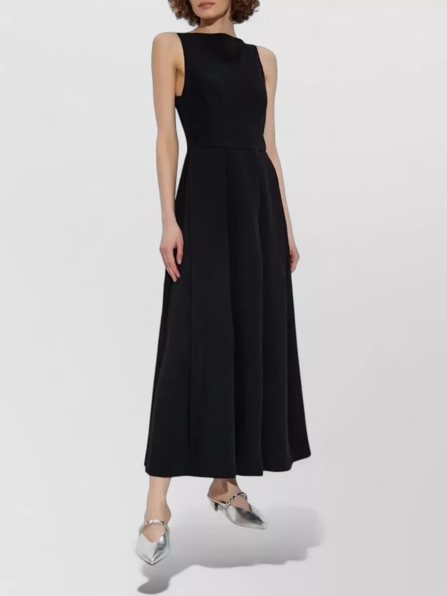 Emporio Armani Sleeveless Crew Neck Flared Hem Maxi Dress