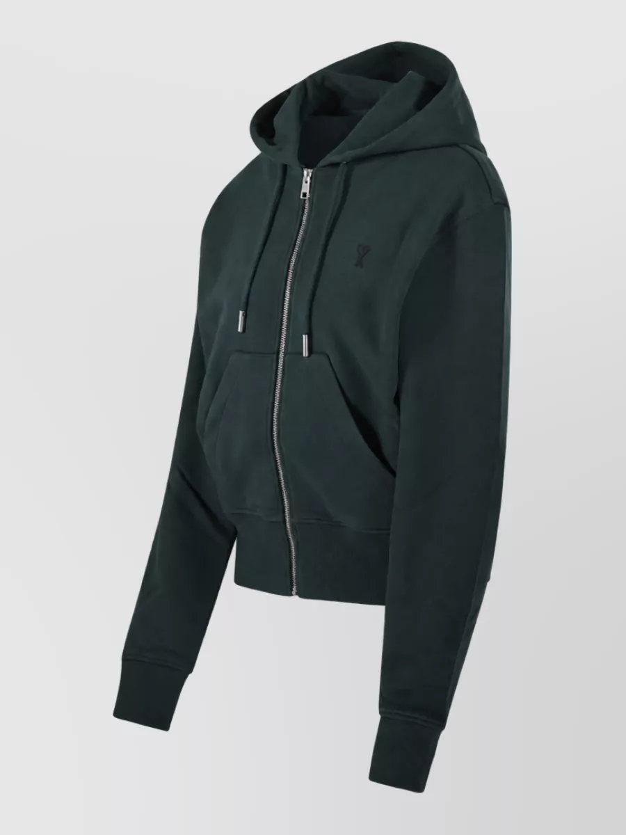 Ami Paris Cotton Hooded Zip-Up Jacket