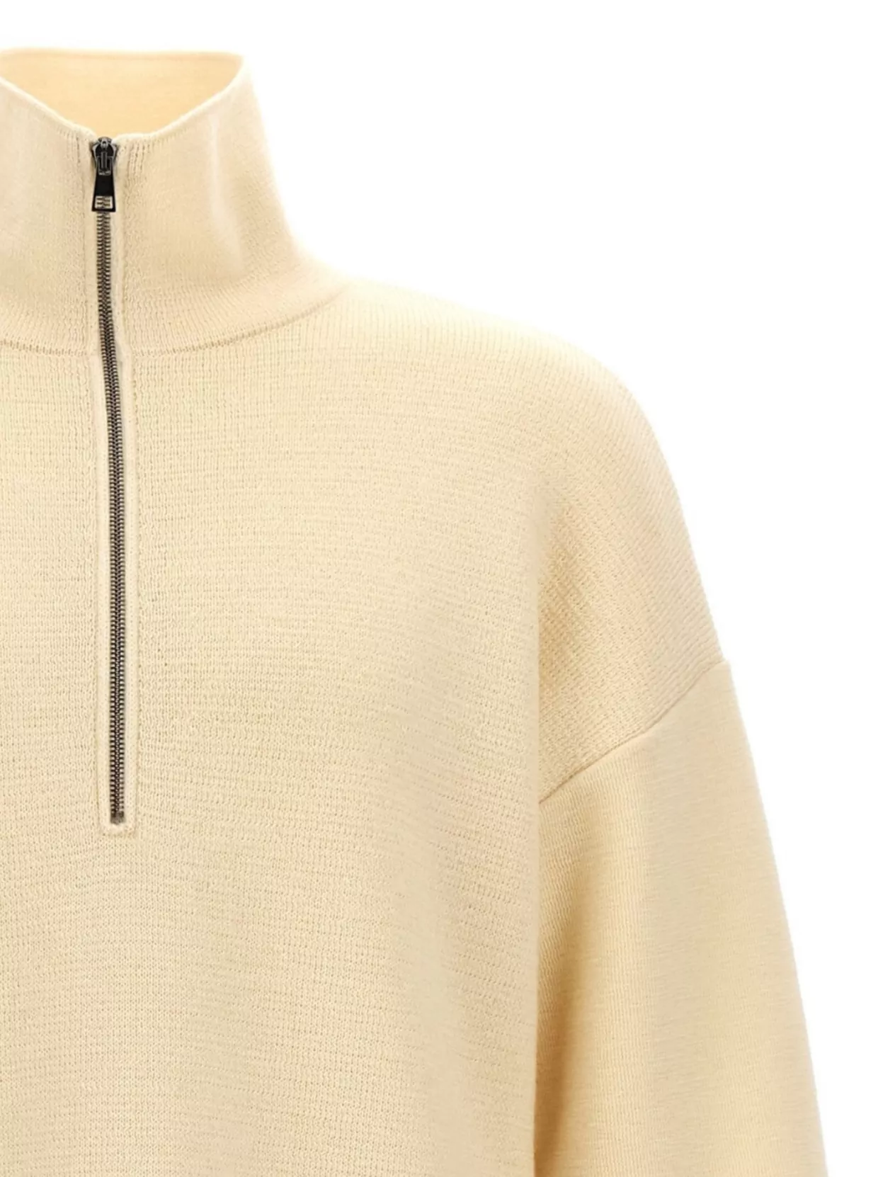 Ma'ry'ya Zip Neck Sweater With Dropped Shoulders