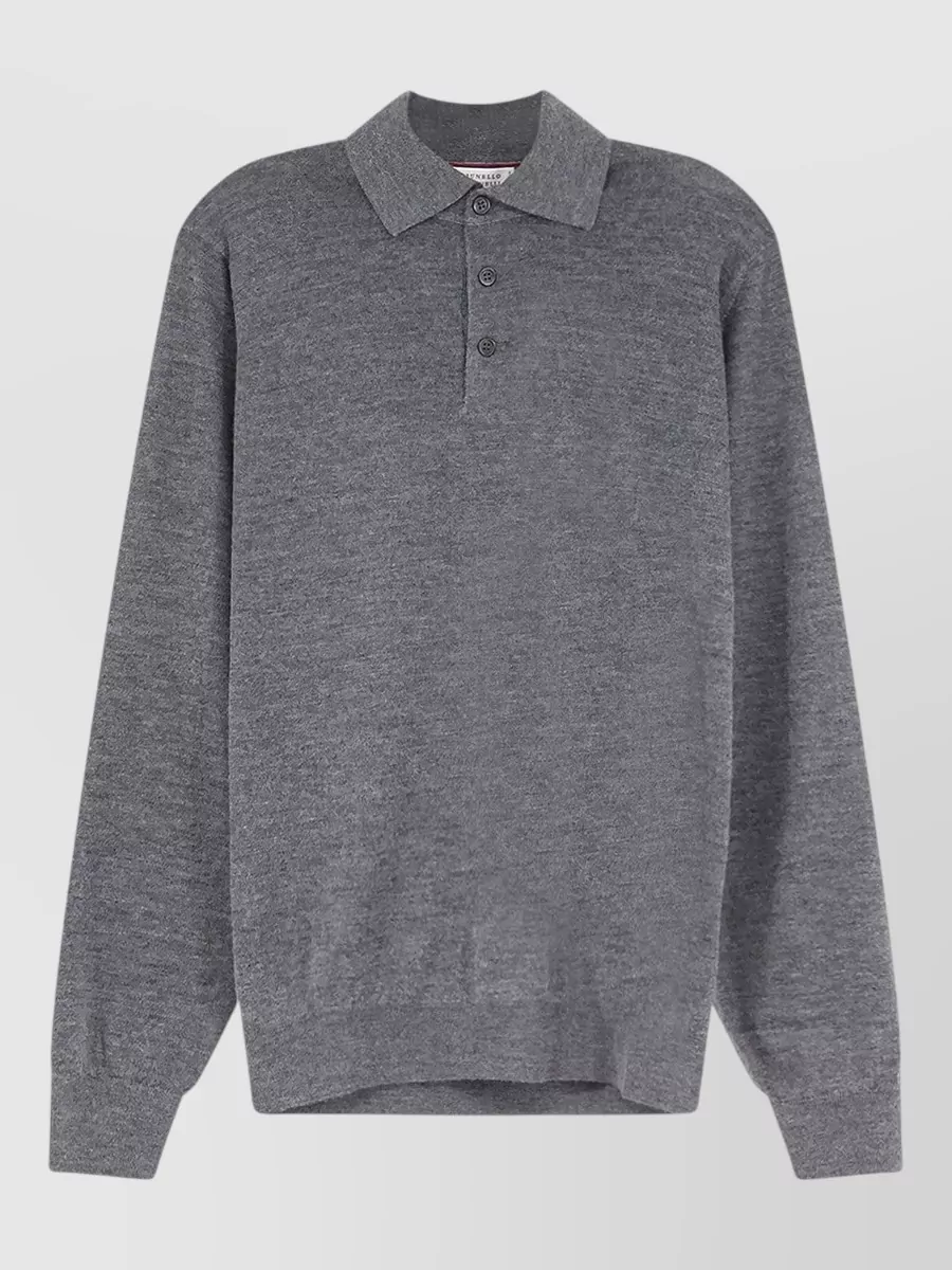 Brunello Cucinelli cashmere silk long-sleeve polo shirt