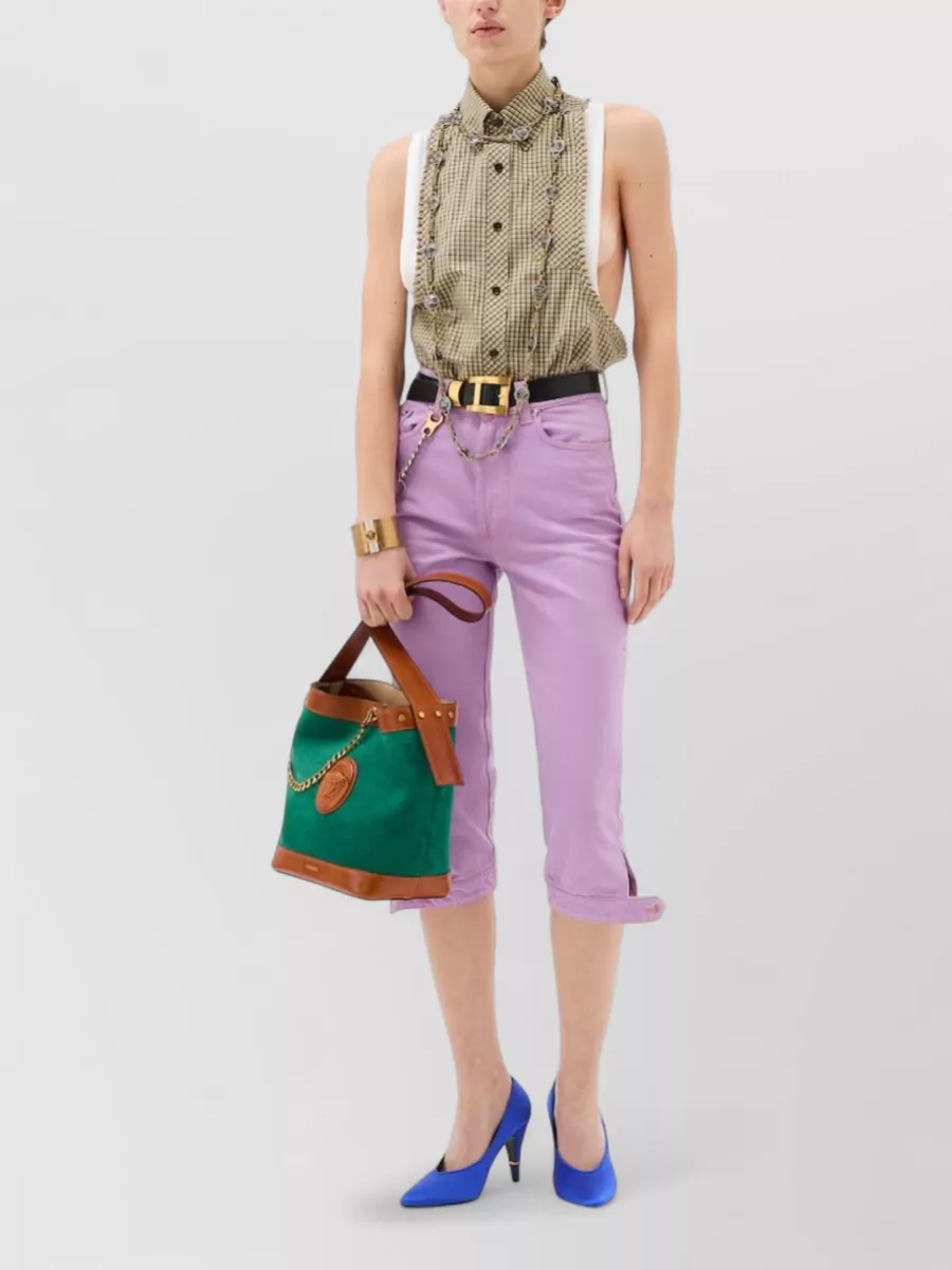 Versace Cotton Regular-Waist Capri Jeans