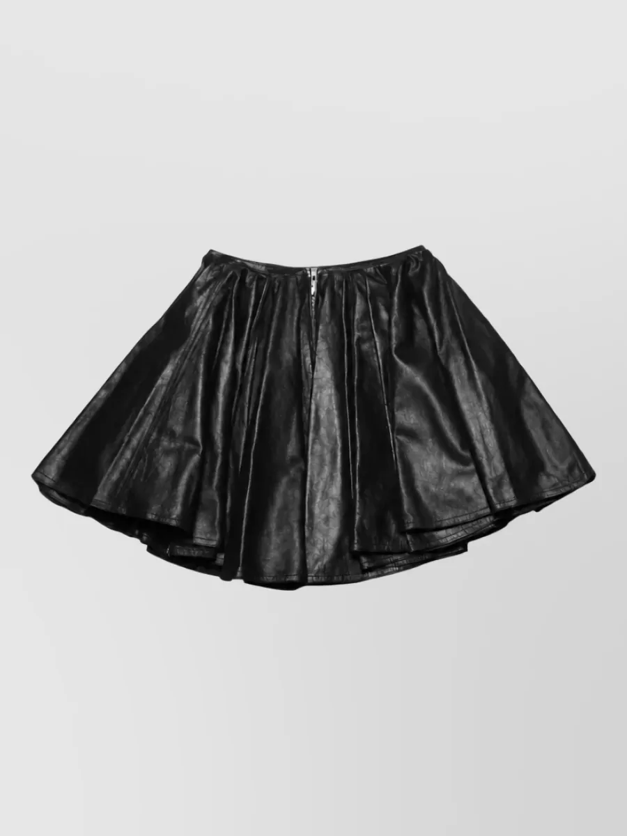 Haikure Leather Pleated Mini Skirt