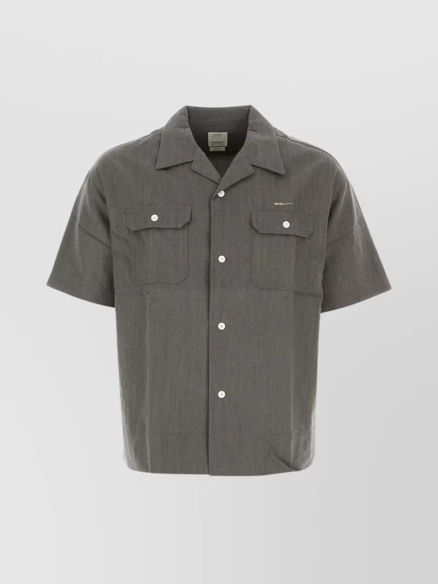 Shop Visvim Caban Work Shirt In Grey Wool Blend In Green