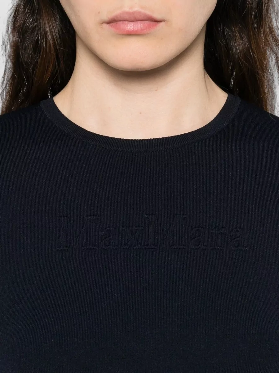 Max Mara Ribbed Crew Neck Three Quarter Sleeve T-Shirt