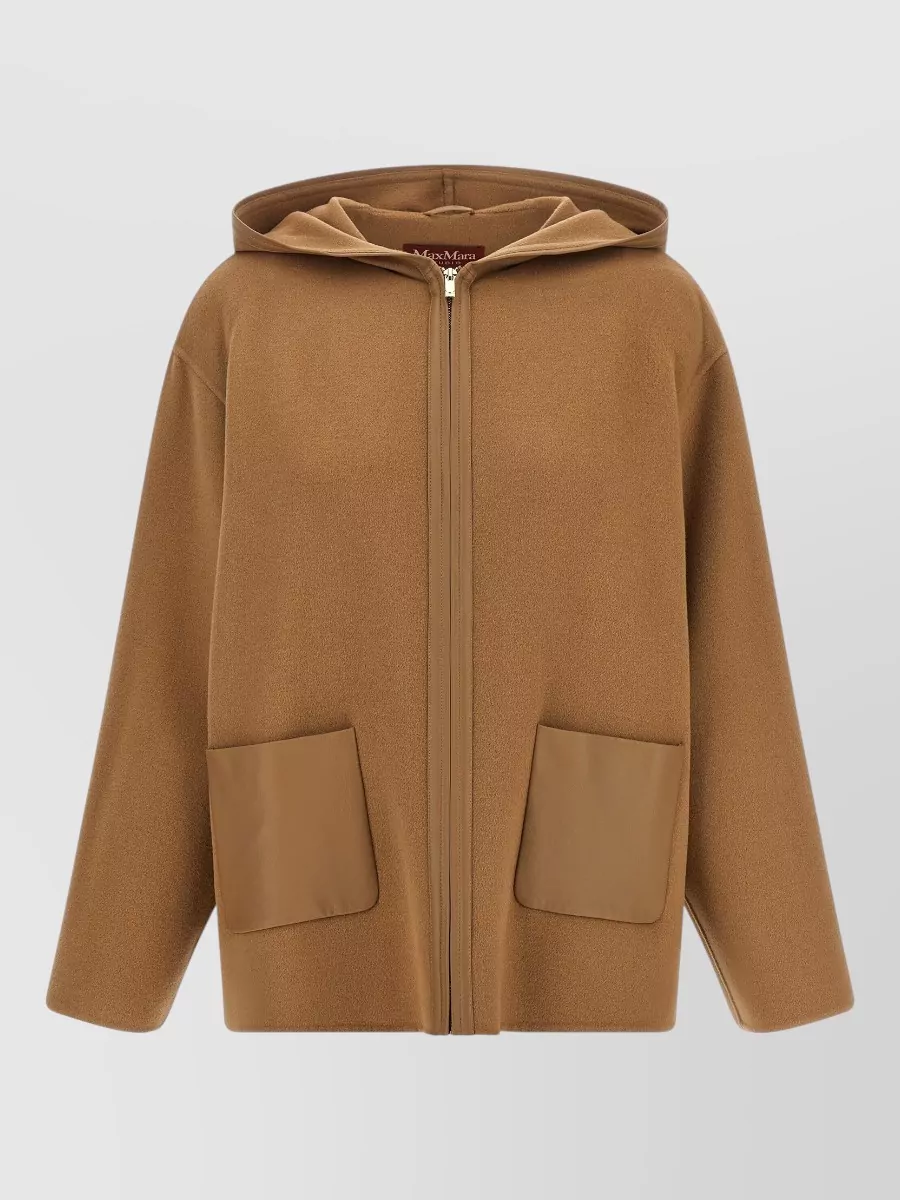 S Max Mara Silk Cashmere Fitted Jacket In Brown