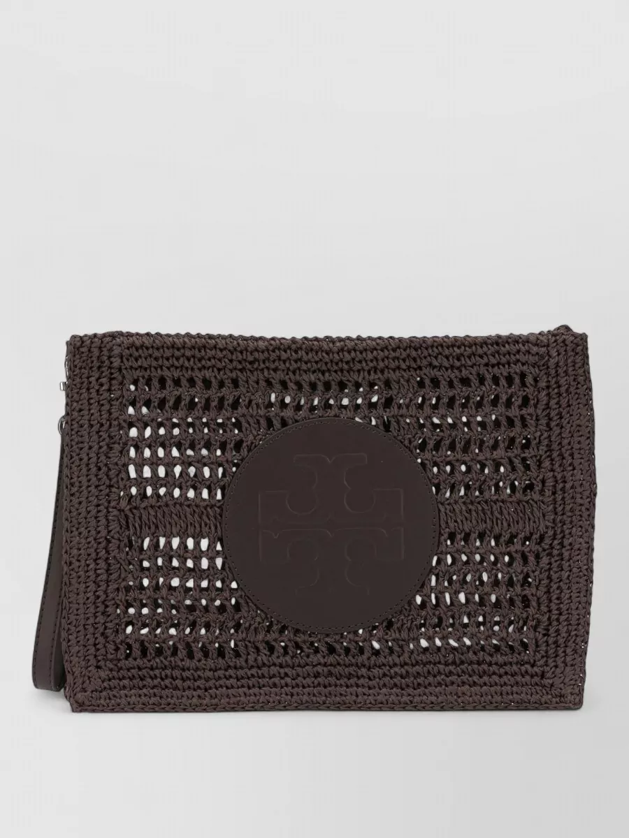 Tory Burch Woven Clutch Bag Featuring Wrist Strap