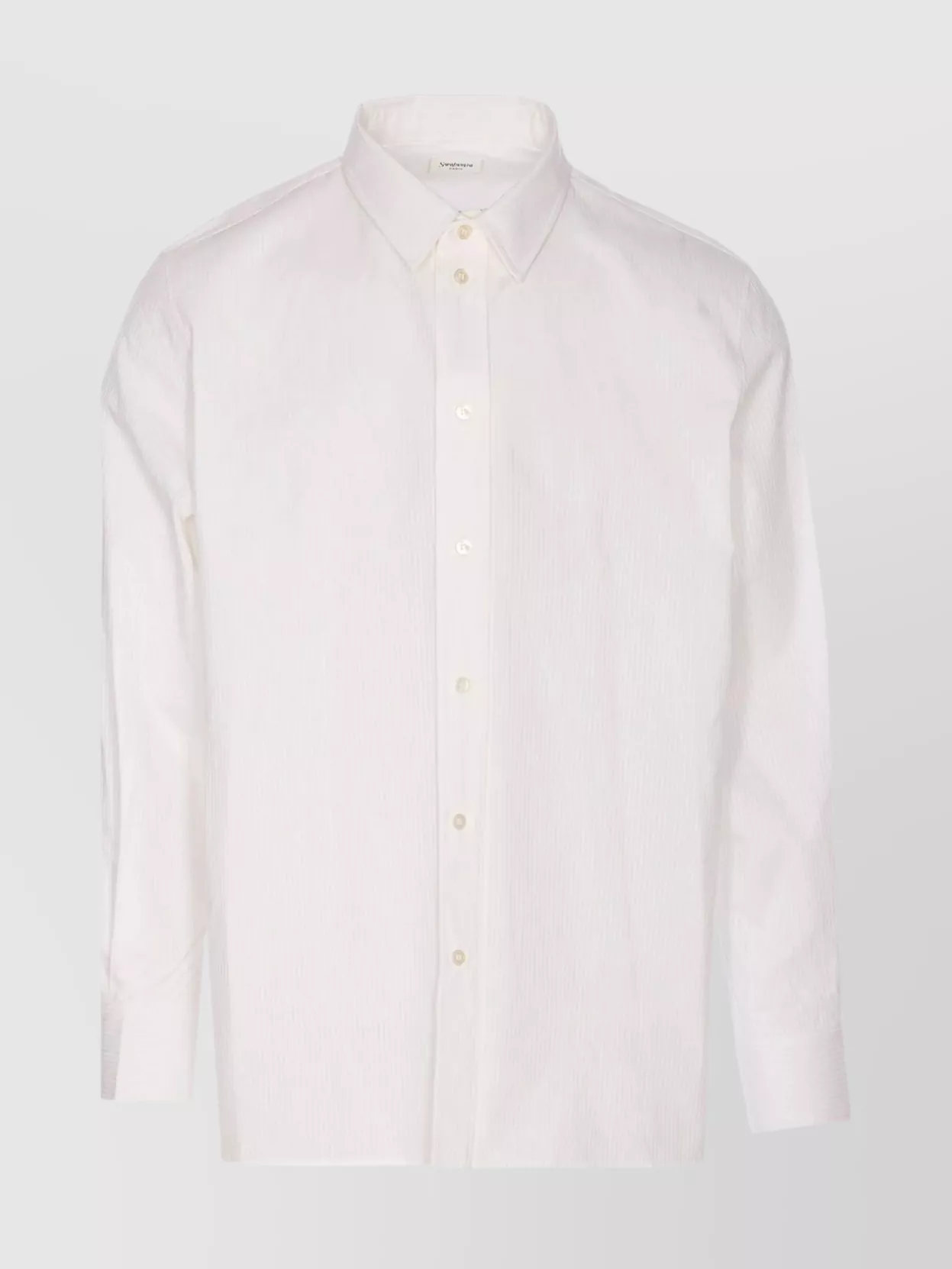 Saint Laurent Button-down Collar Long Sleeve Cuffed Shirt In White