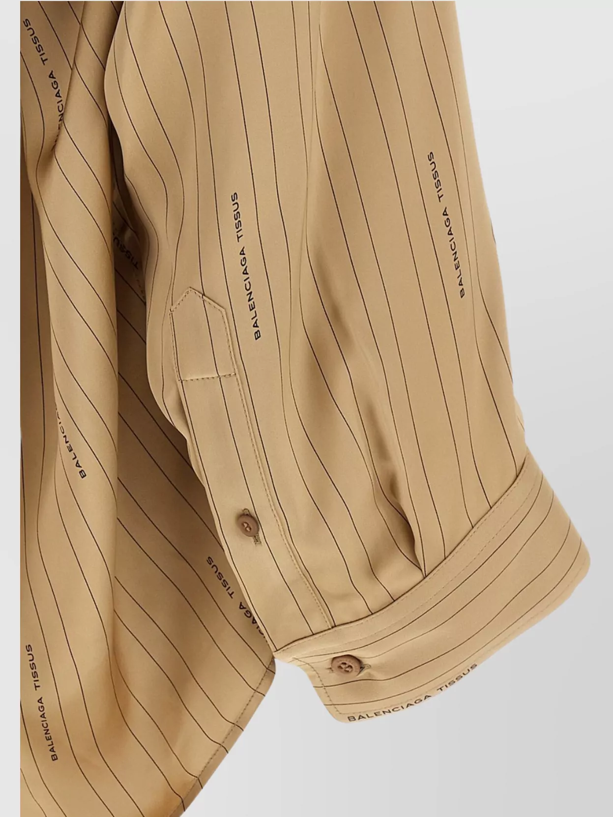 Balenciaga Satin Long-sleeved Striped Shirt In Brown