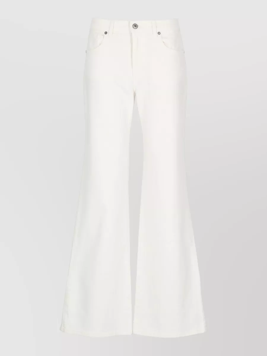 P.a.r.o.s.h Wide Leg Cotton Jeans Five Pocket In White