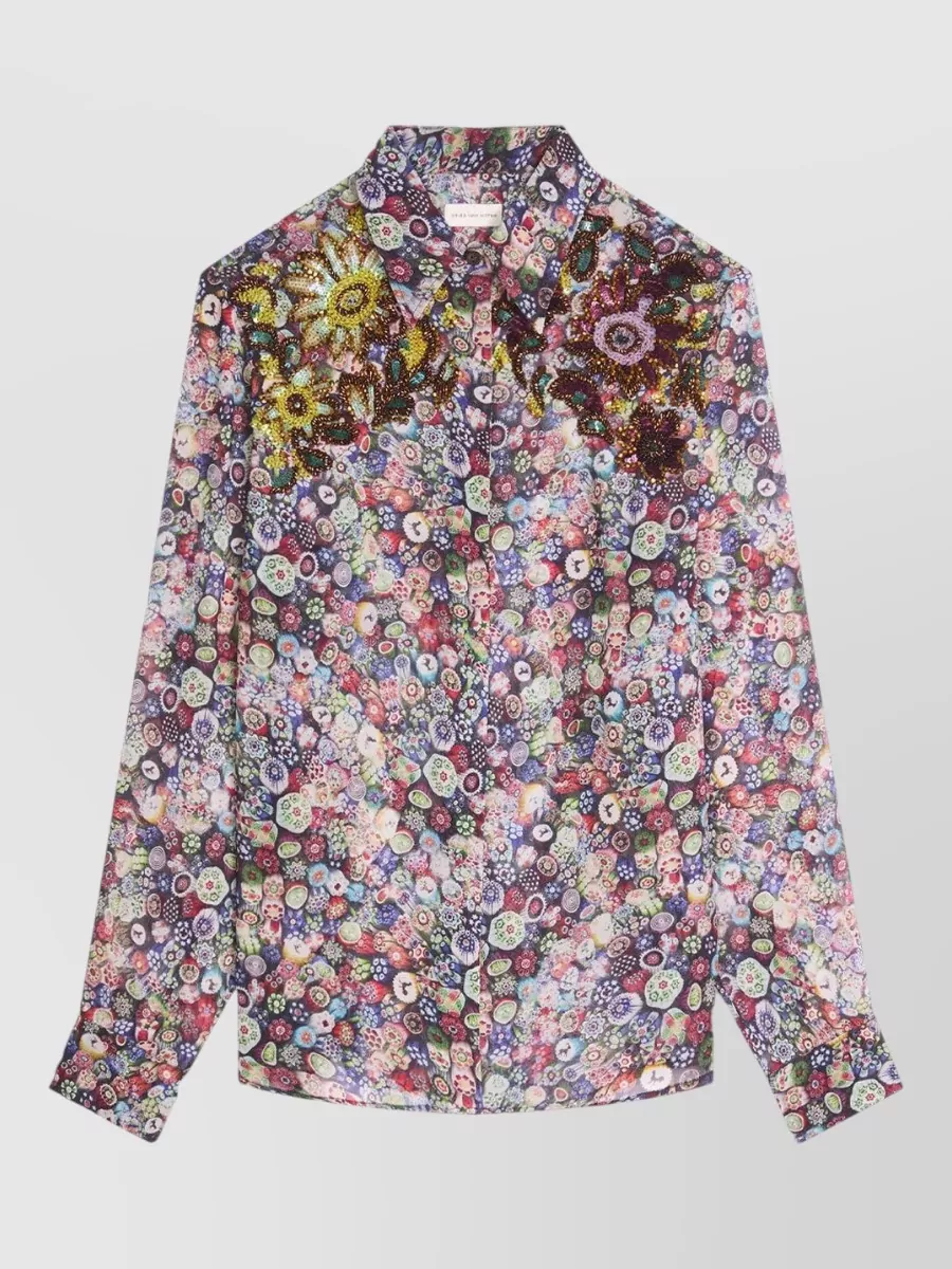 Dries Van Noten Embroidered printed slim-fit shirt