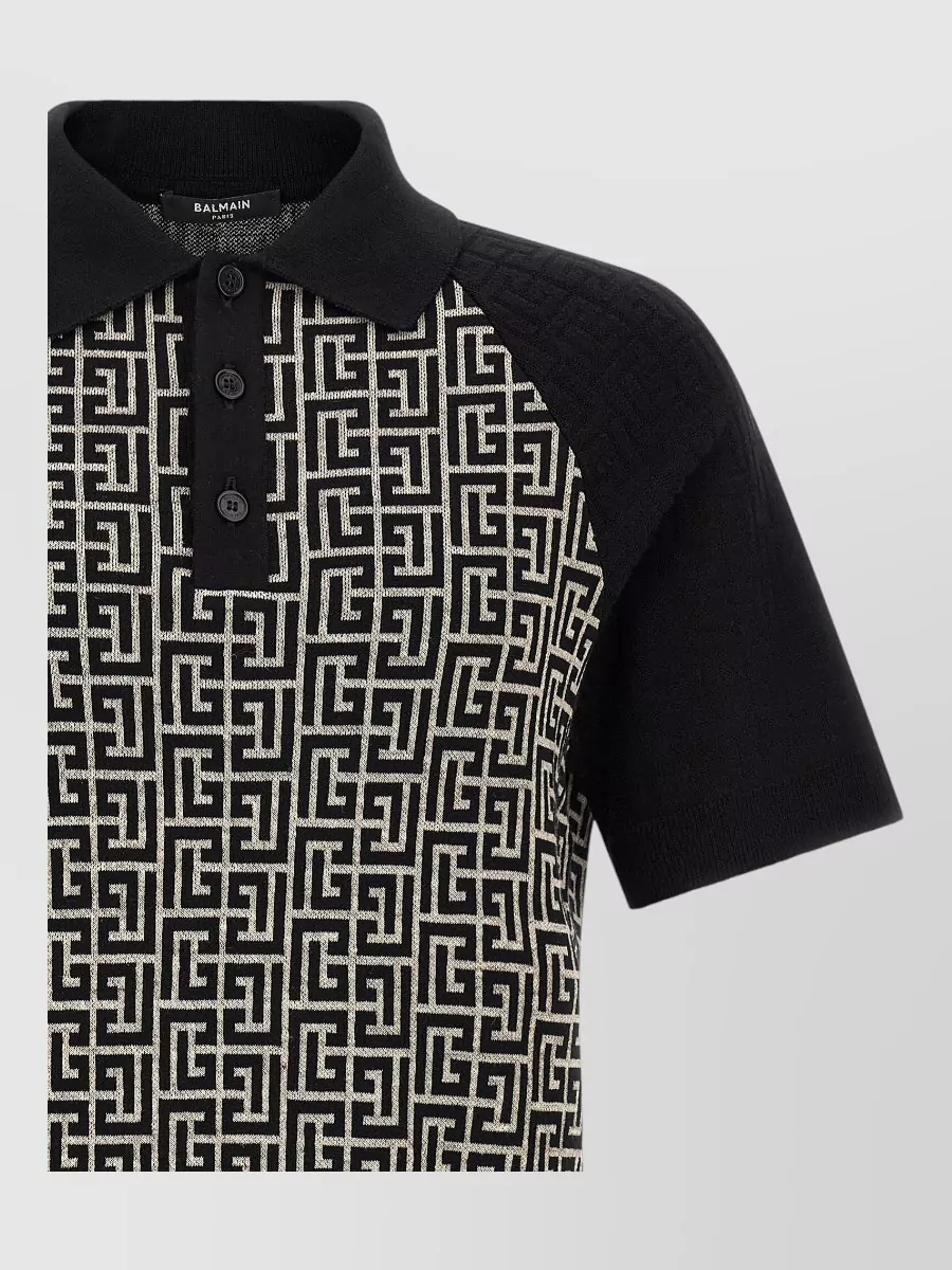 Balmain ribbed monogram polo shirt