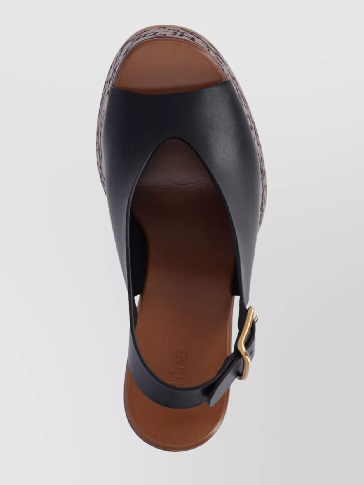 Chloé Buckle Graphic Peep Toe Wedge Sandals