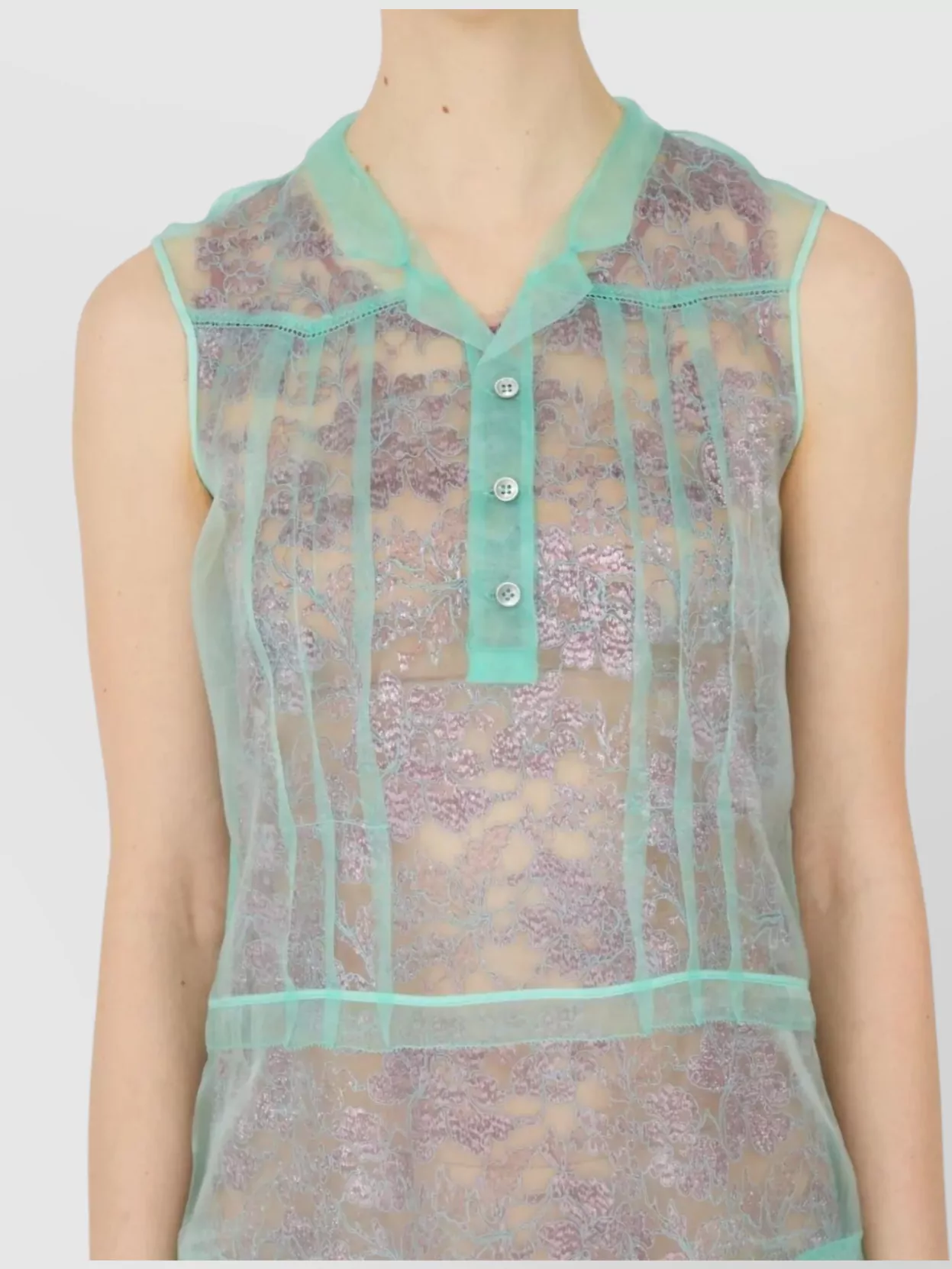 Maison Margiela Sleeveless Floral Lace Midi Dress With Pockets