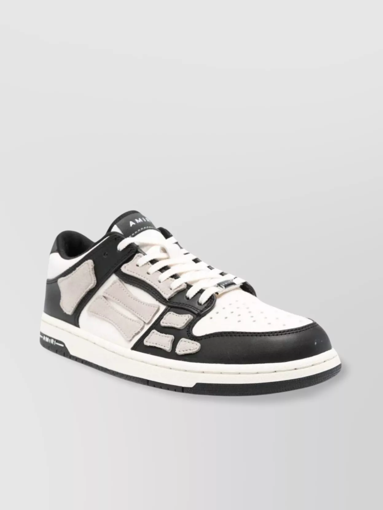 Shop Amiri Low-top Leather Sneakers With Suede Skeleton