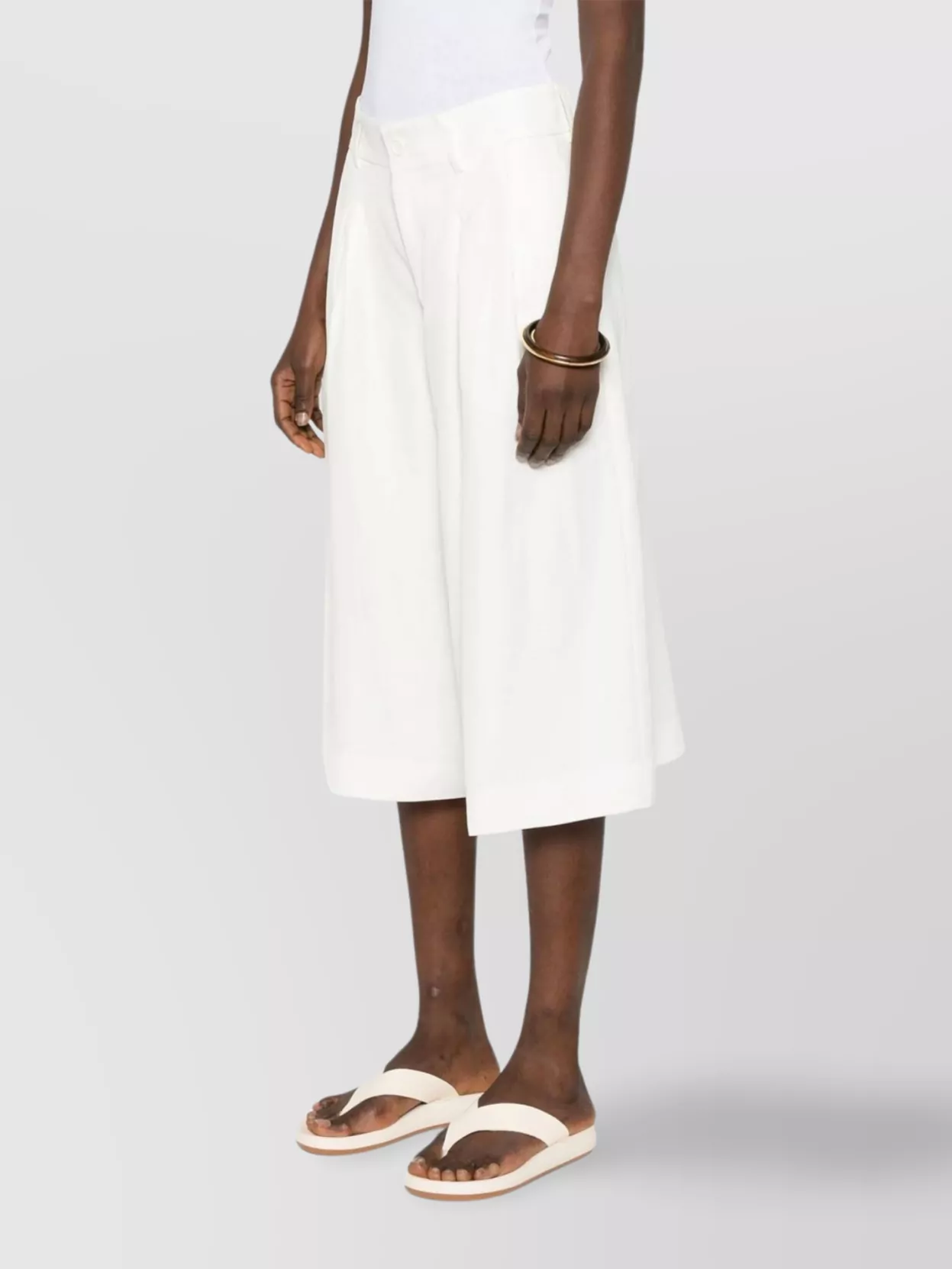 P.a.r.o.s.h Wide Leg Trousers With Pleats And Pockets In White