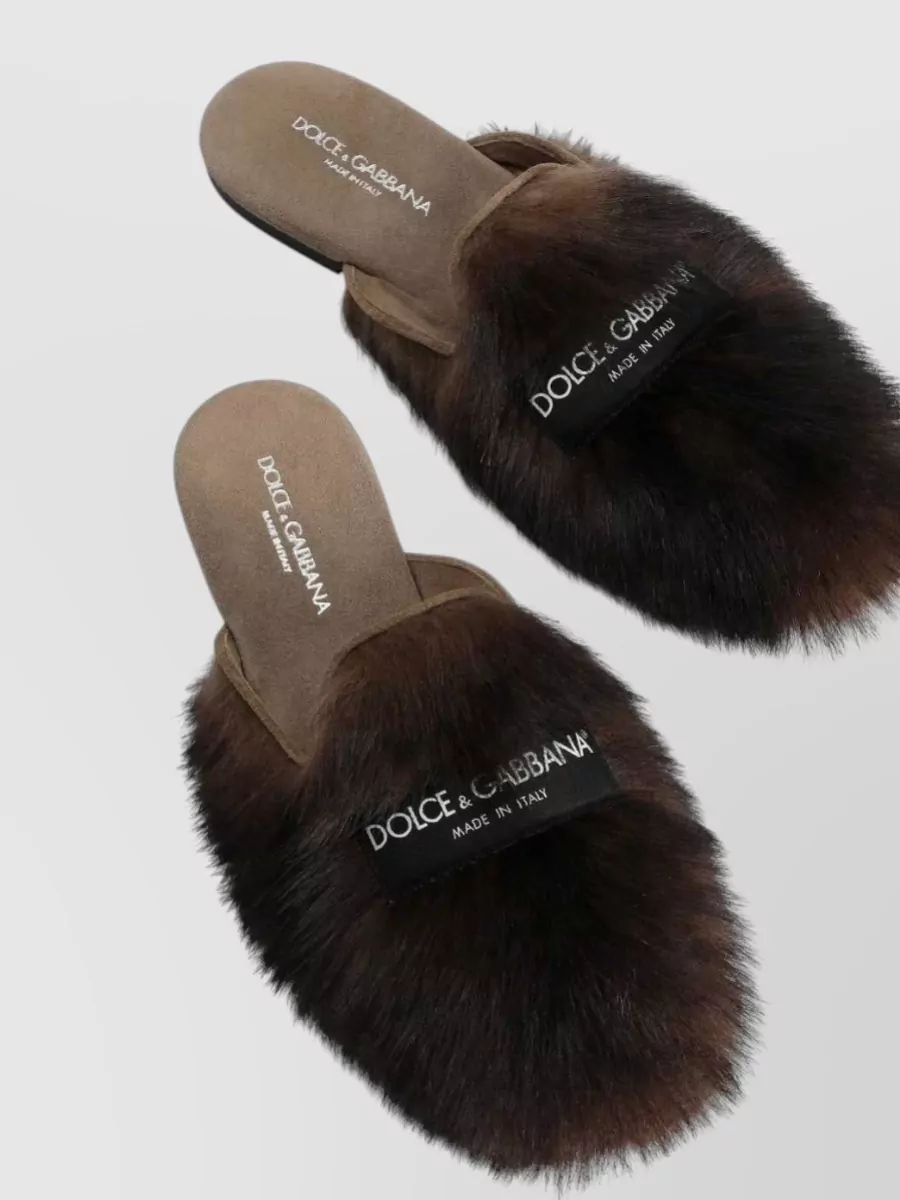 Dolce&Gabbana Shearling And Suede Slippers