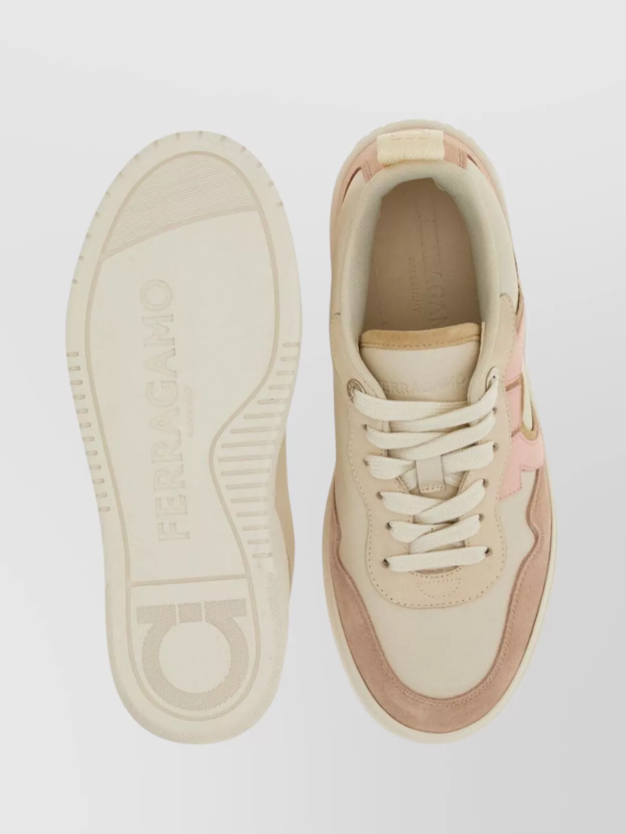 Ferragamo Gancini Lace-up Sneakers In White