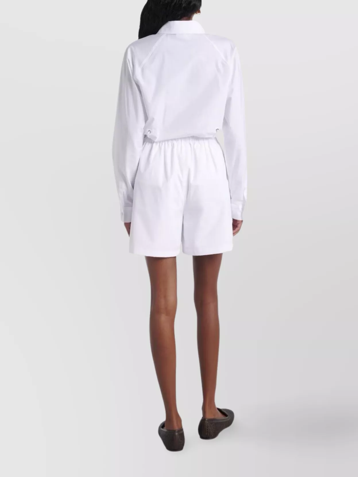 Max Mara High-Rise Cotton Shorts Drawstring Detail