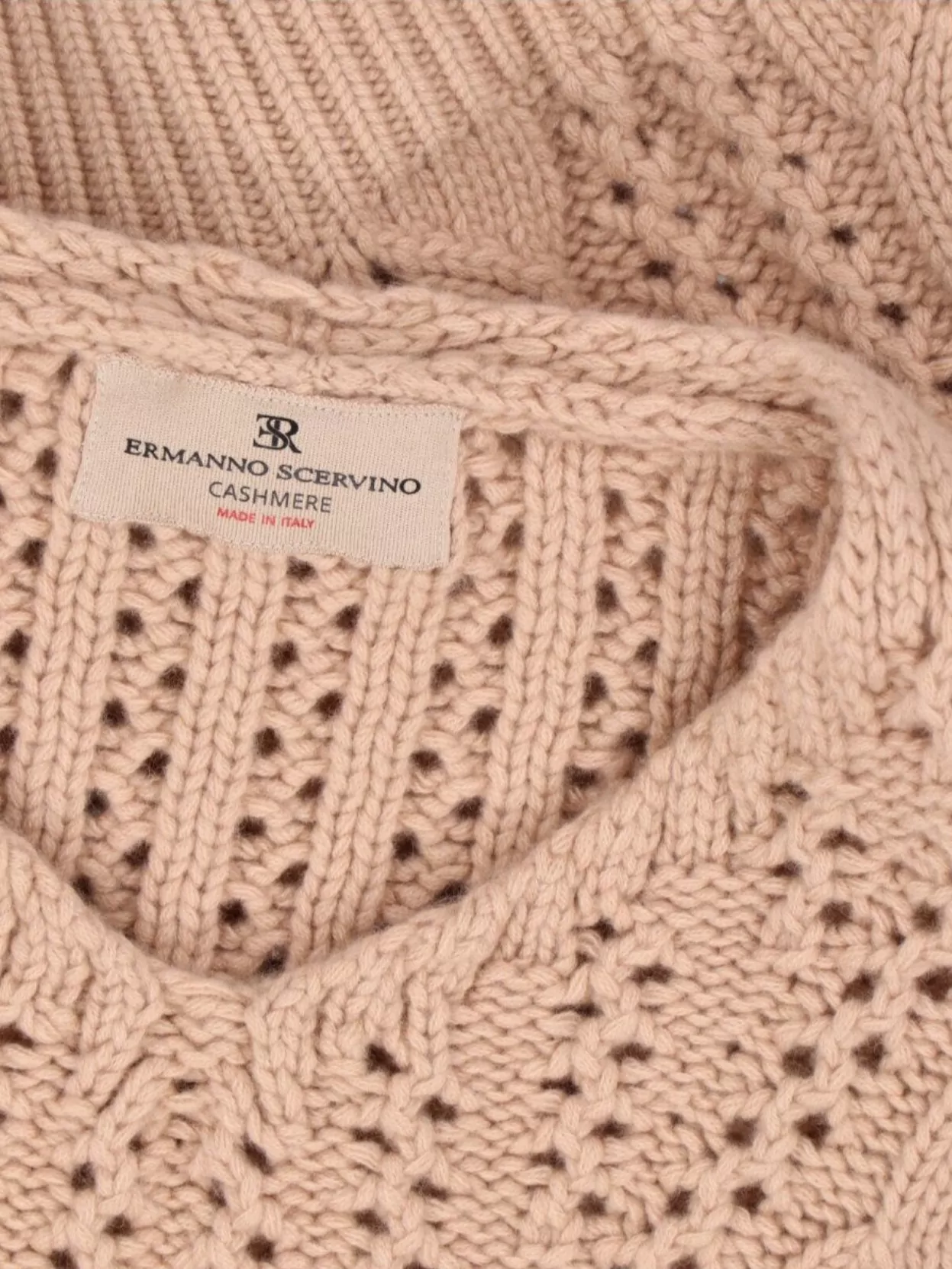 Ermanno Scervino Cable Knit Long Sleeve V-Neck Sweater
