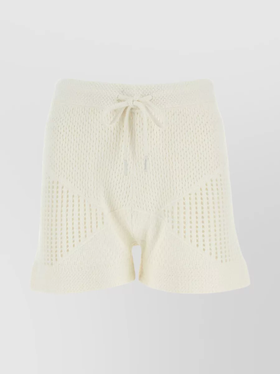 Shop Zimmermann Raie Elastic Waistband Crochet Shorts In Pastel