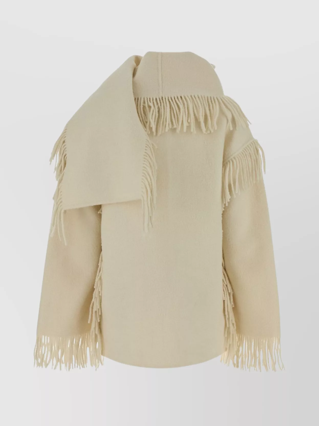 Totême Fringe Detail Jacket High Collar In Nude