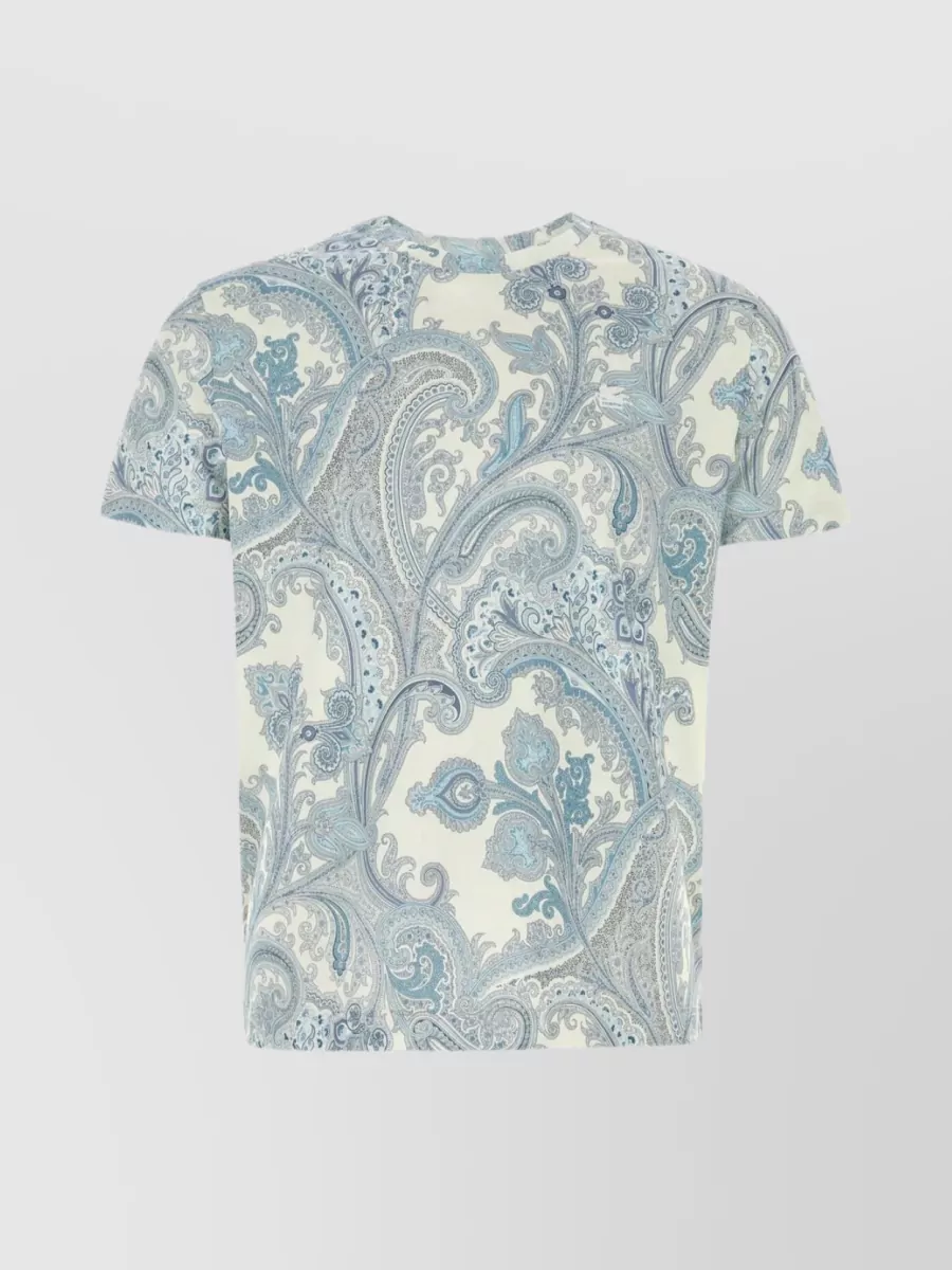 Shop Etro Paisley Print Crew-neck Cotton T-shirt In Grey