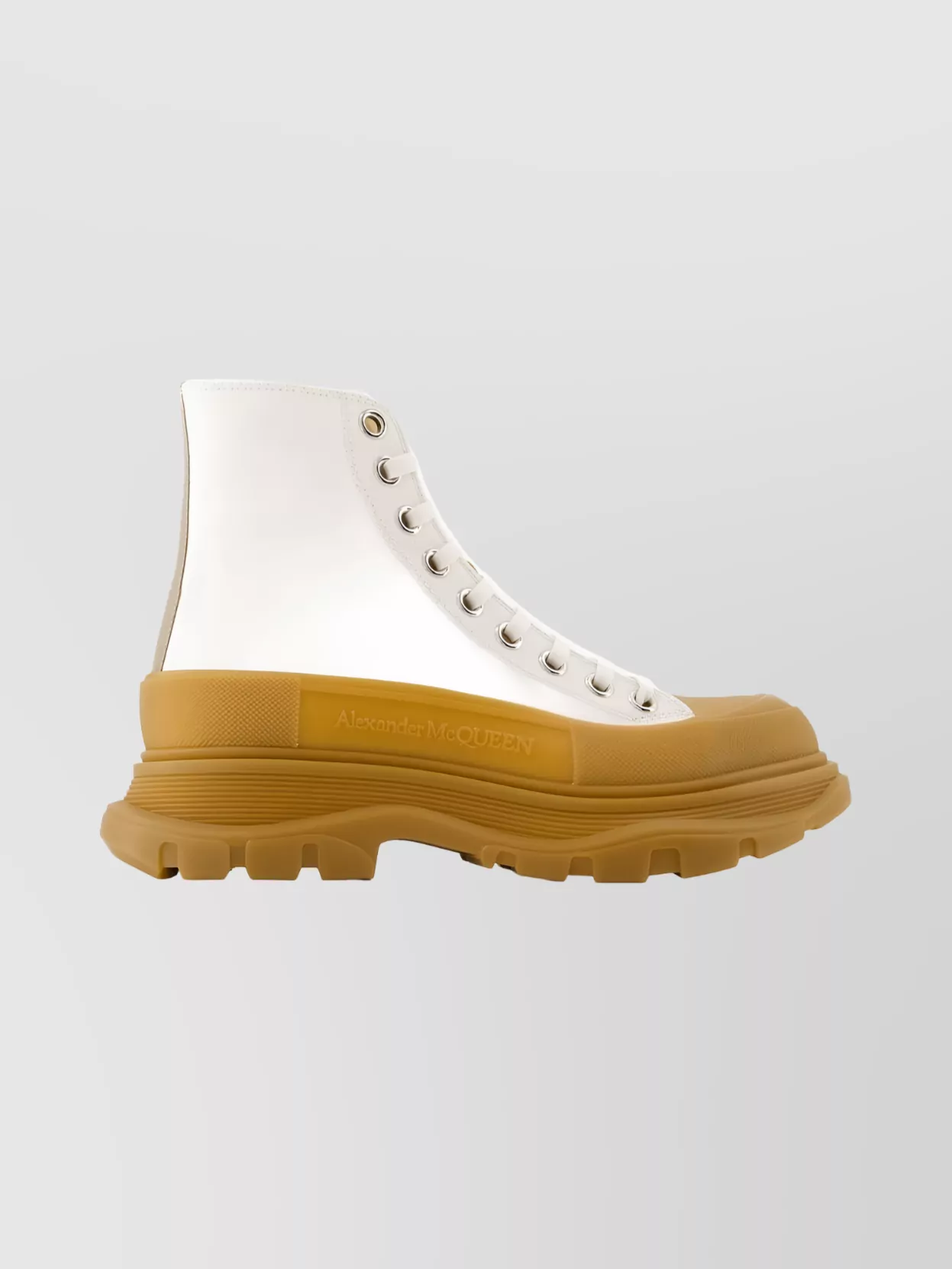 Alexander Mcqueen Tread High-top Ankle Boots Calfskin In Brown