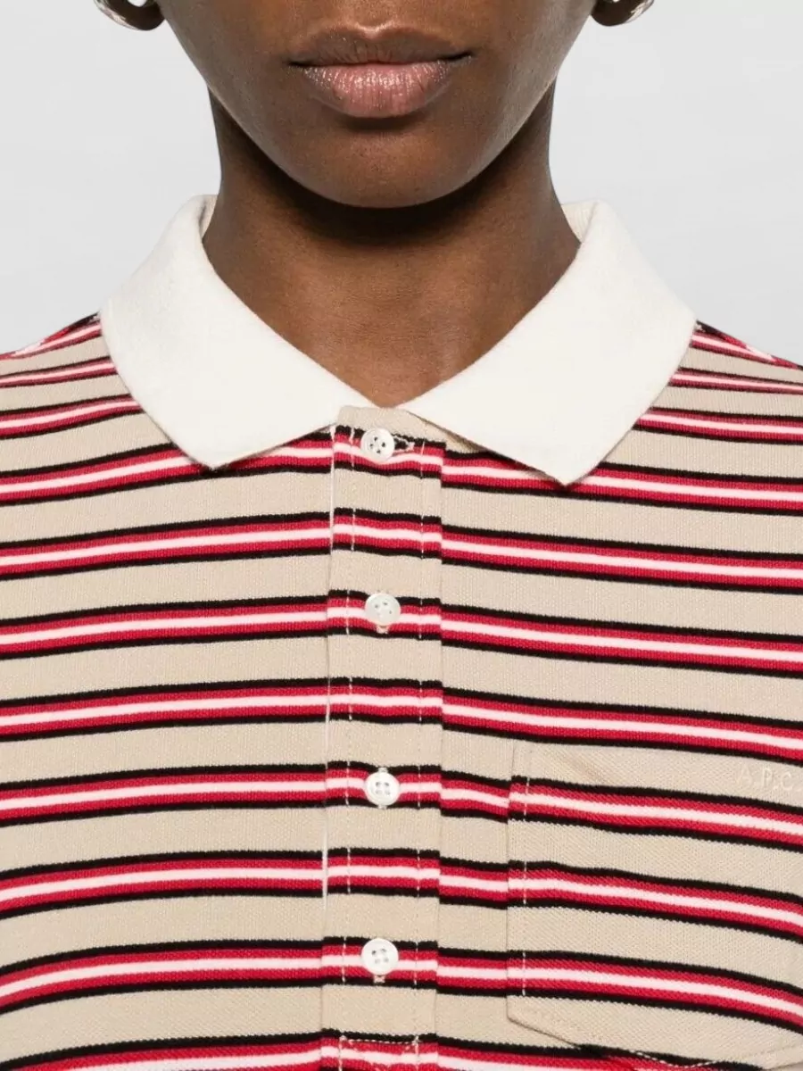 A.p.c. Cotton Striped Polo Mini Dress