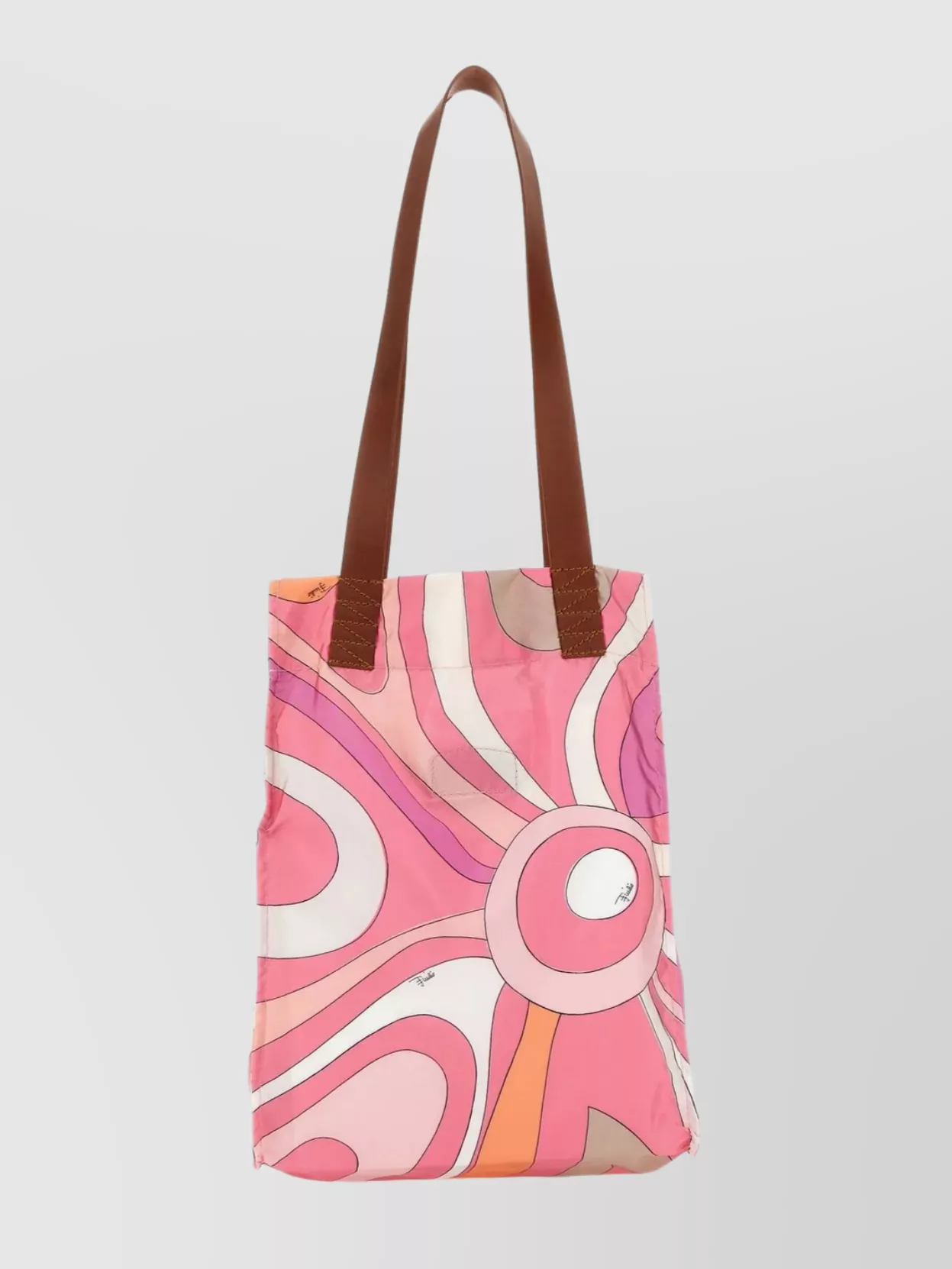 Shop Emilio Pucci Patterned Fabric Handbag With Leather Handles In Pink