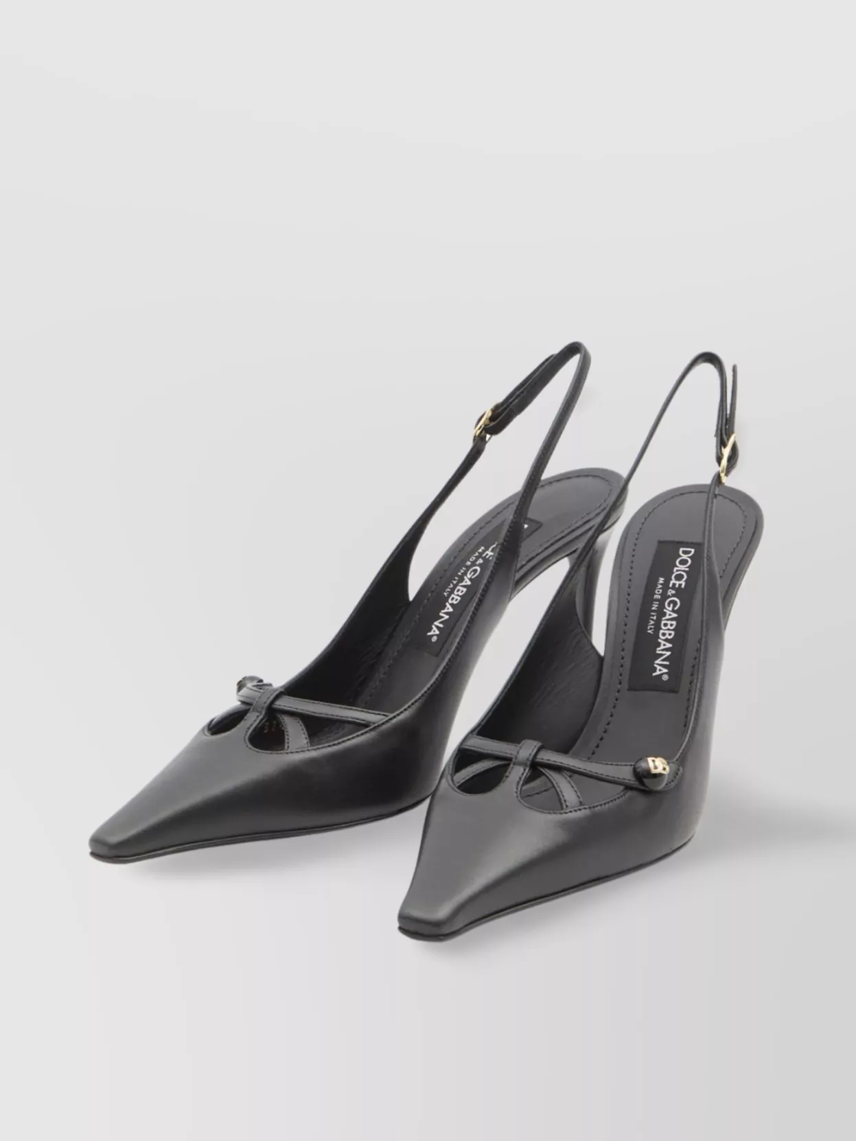 Dolce & Gabbana Logo Slingback Pumps With Cut-out Upper In Metallic