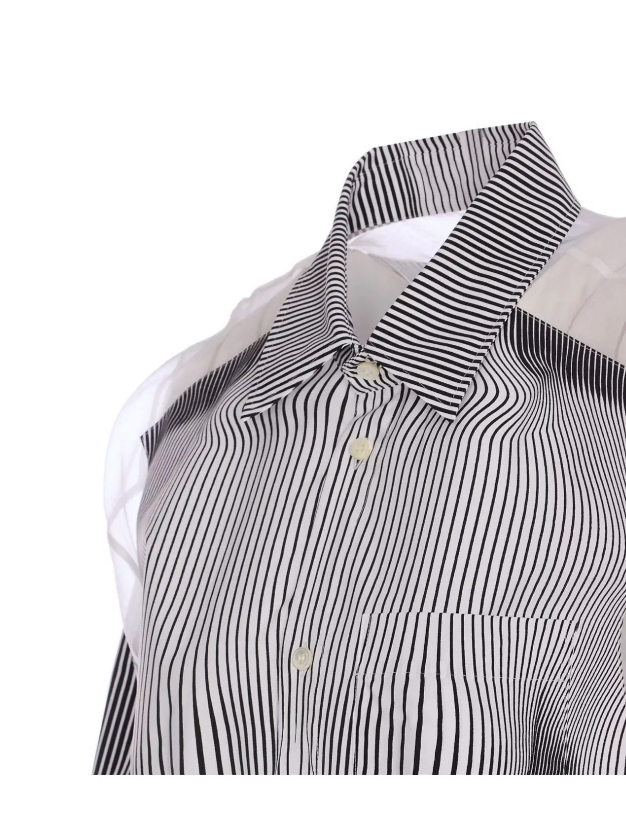 Jean Paul Gaultier Petit Grand Pinstripe Body Morphing Nylon Shirt Black And White