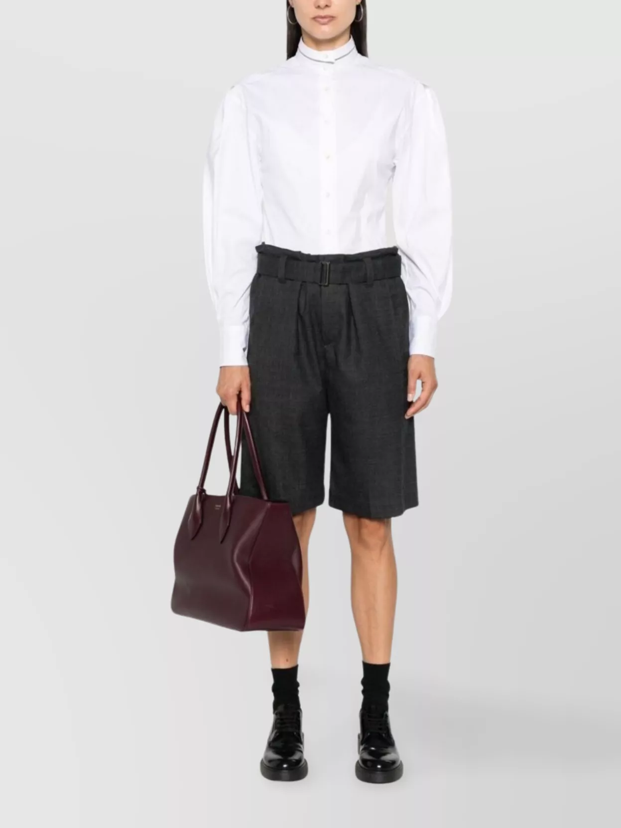 Brunello Cucinelli Waist Belted Pleated Shorts Pockets In Gray