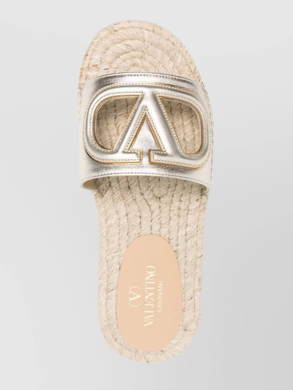 Valentino Garavani Logo Cut-Out Metallic Espadrille Slides
