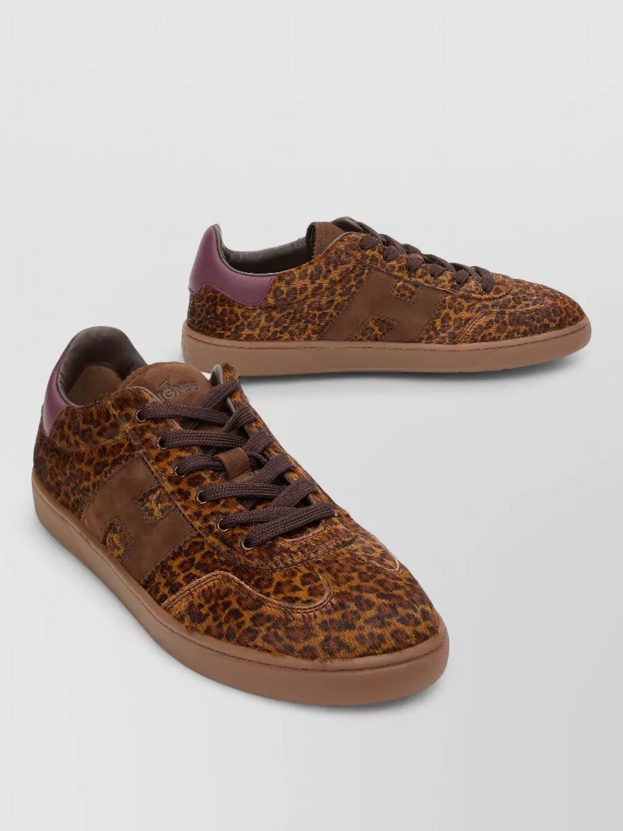 Hogan leather animal-print lace-up sneakers